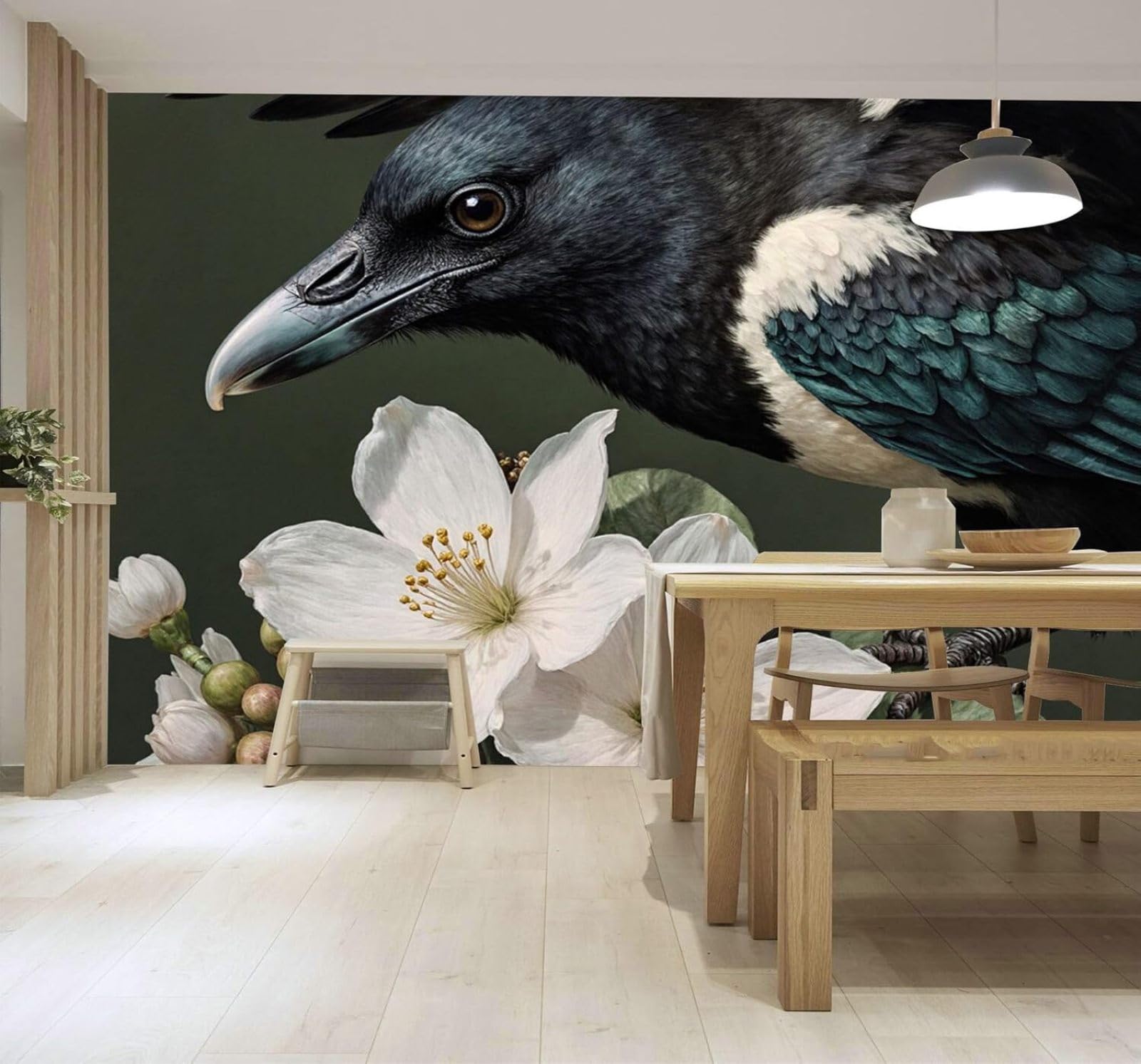 3D Carta da Parati Minimalista Tridimensionale Volo degli Uccelli Nero