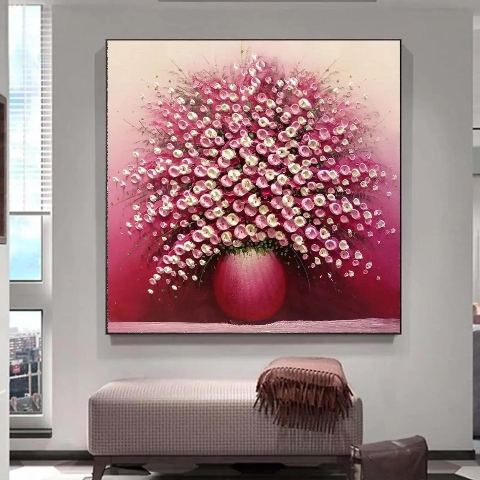 Tableau moderne 65x65cm pour revitaliser un mur blanc sans effort de pose - 6