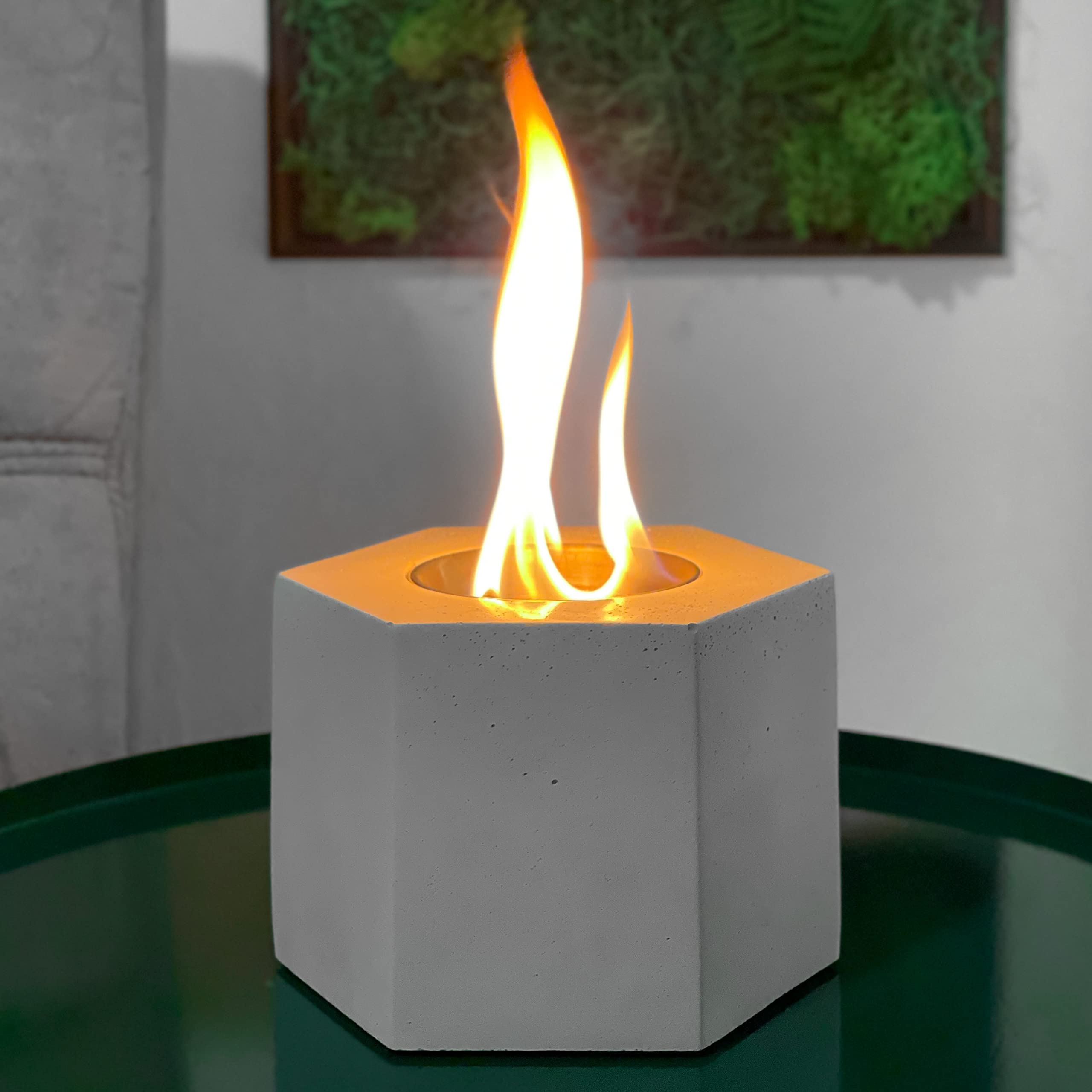 Tabletop Fire Pit Concrete, Rubbing Alcohol Indoor Fire Bowl, Mini Fireplace Outdoor Decor