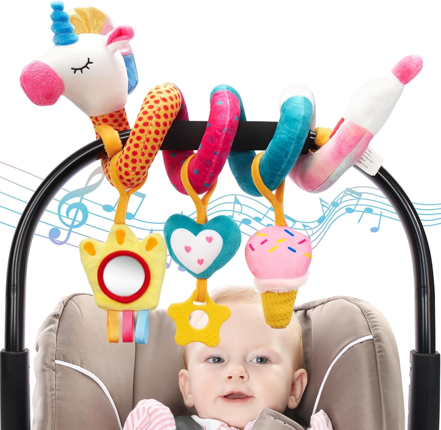 hahaland Spiral Pram Toys baby toys 0-6 months newborn Sensory Toys for Babies Pushchair Stroller/Car Seat Activity Baby Toy for 0 3 6 9 12 Months Hanging Toys for Babies pram toy Infant Girls