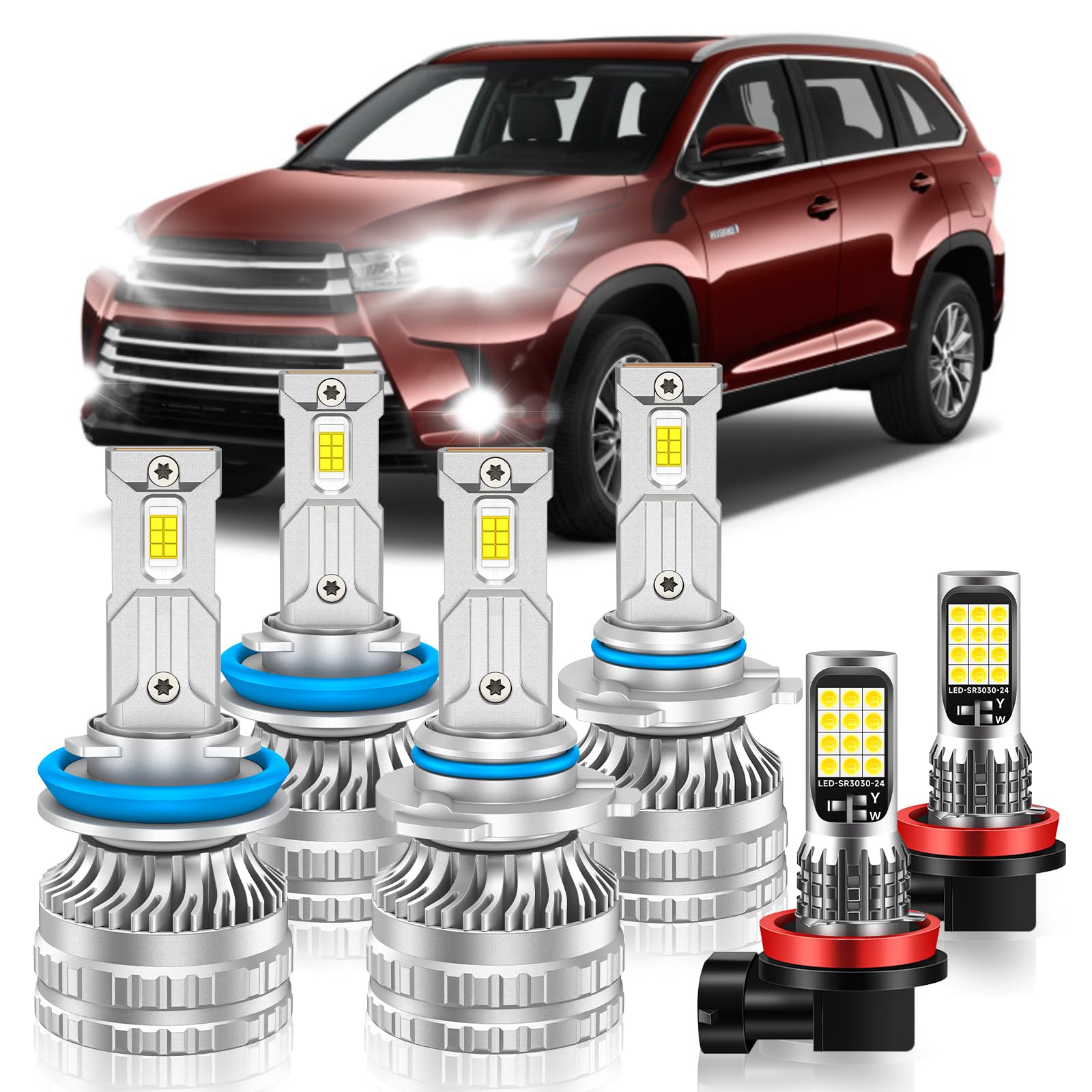 Photo 1 of VESTNEXCL Fog Bulbs Fit for Toyota 2014-2022 Highlander Hi&Lo Beam Fog Light Bulb Combo, 800% Brightness, Dual-sided 3570 Chips, 6000K White, 60000HRS Long Lifespan, Plug-and-Play, Pack of 6