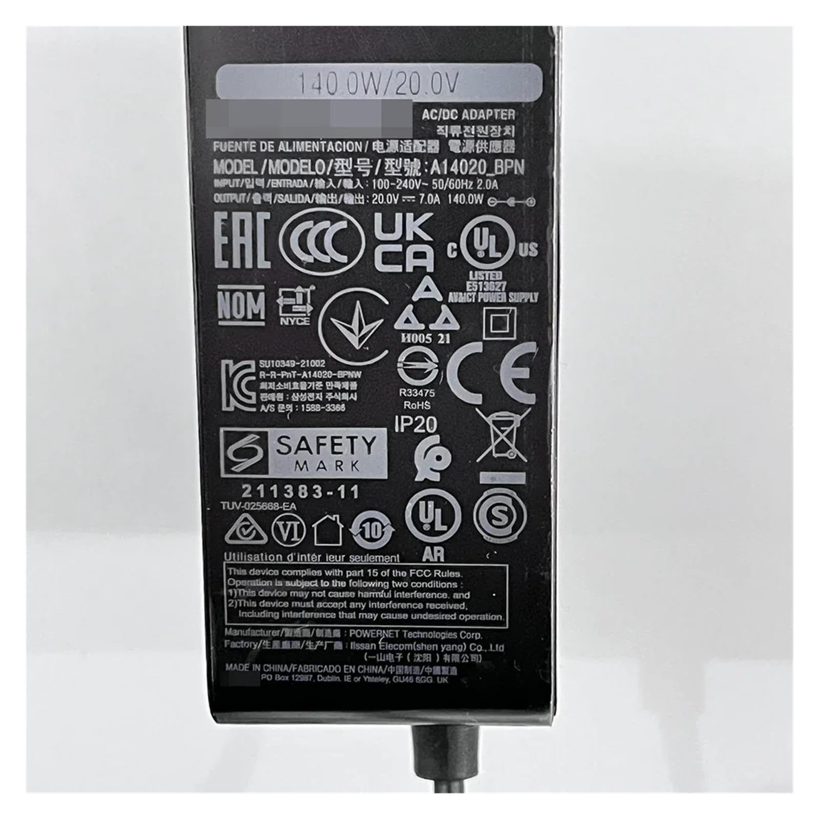 Caricabatterie Adattatore Linea TV A14020BPN BN4401187C BN4401187 Gruppo Cavi BN44-01187C A14020_BPN 140,0 W 20,0 V 7,0 A È For CA/CC