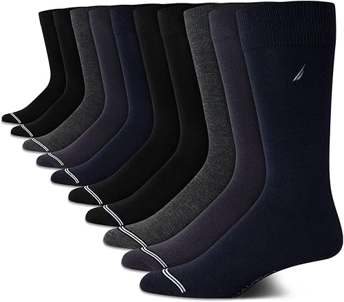 Nautica Calcetines de vestir para hombre - Calcetines sólidos (10 unidades)