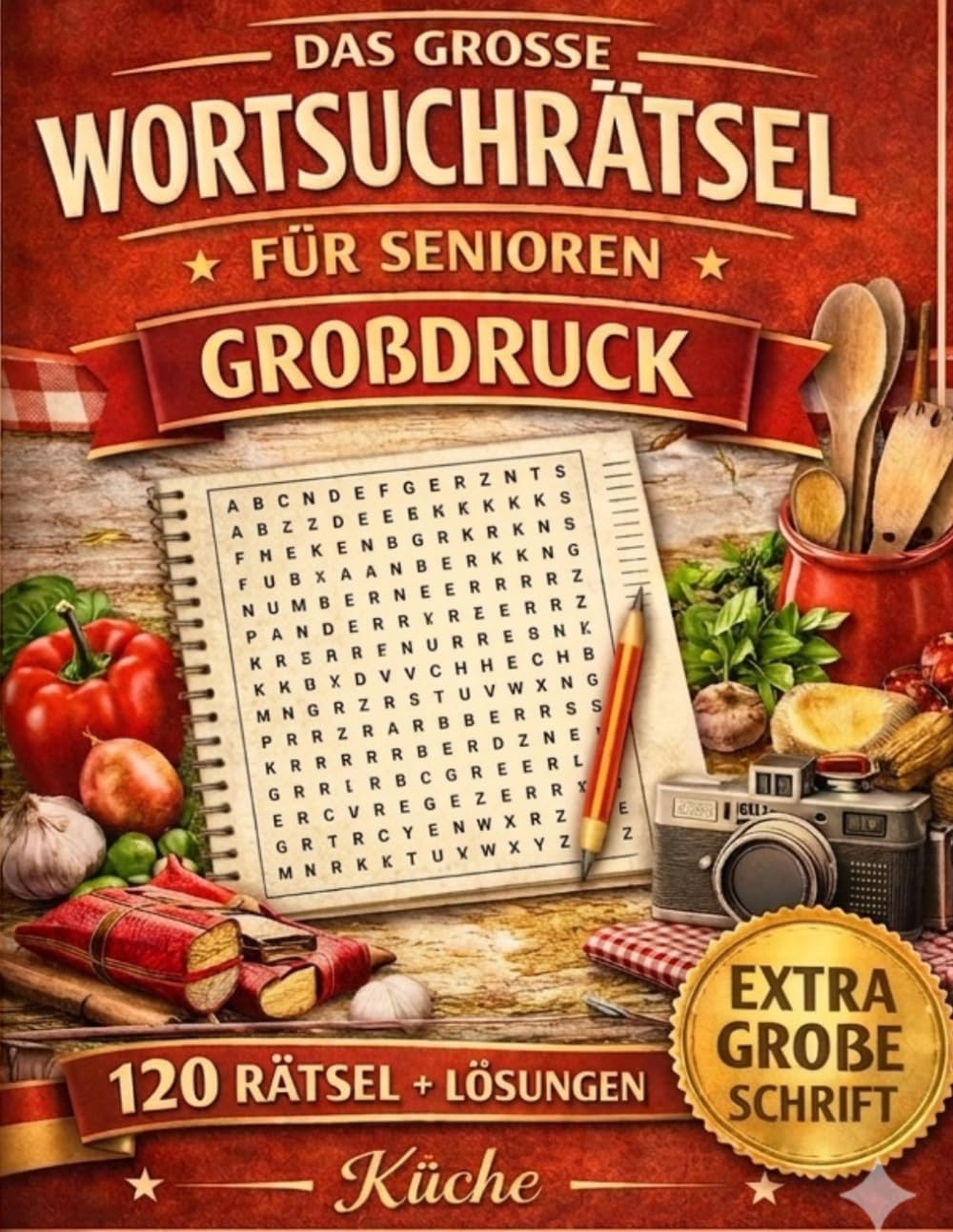 XXL Wortsuchrätsel für Senioren - Küche Buch Großdruck: 120 genussvolle Rätsel für Erwachsene - Große Schrift, leicht lesbar, fördert Gedächtnis und Konzentration (MindPuzzle Themenwelt für Senioren)