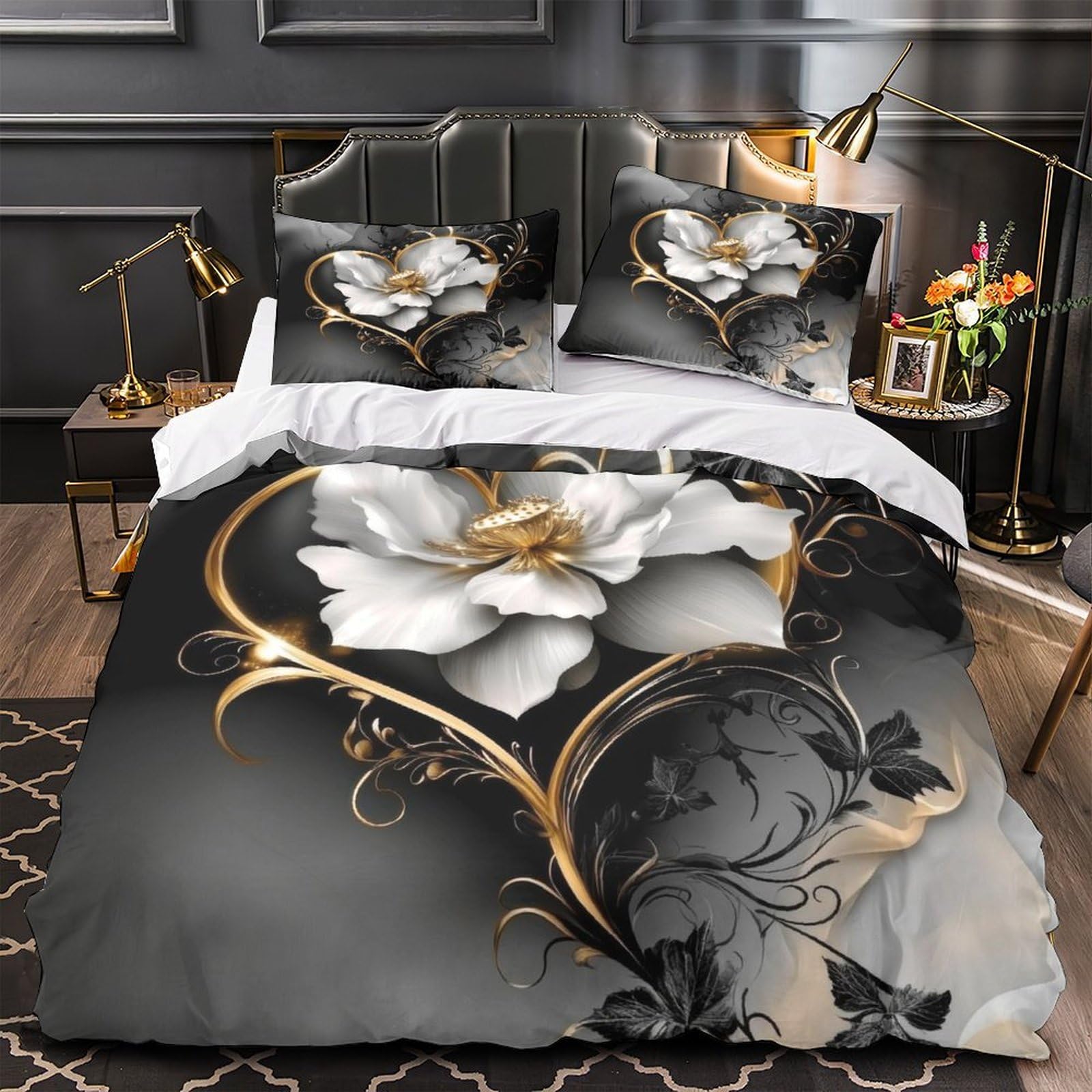 Housse de Couette Chat Grincheux 3D Parure de Lit King Microfibre Respirante