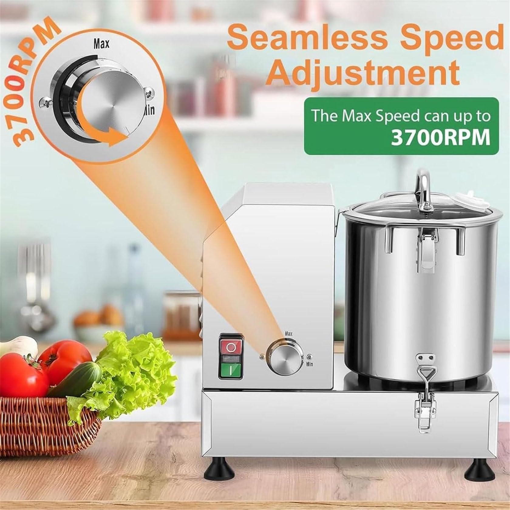 Picadora de verduras automática comercial, trituradora procesadora de alimentos de carne de acero inoxidable, para cubos de zanahorias, patatas y cebollas 15L