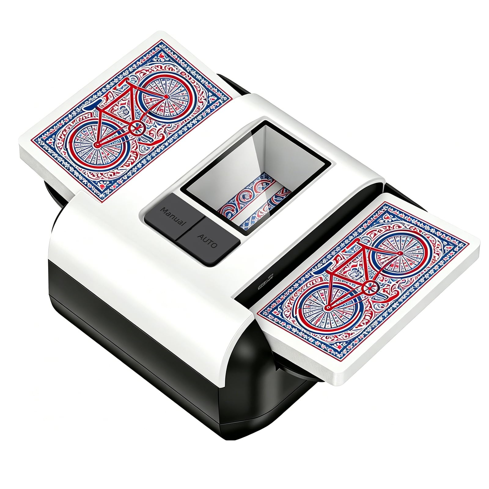 JOSTART Quiet Smooth Automatic Card Shuffler:Rechargeable Dual-Mode 2-Deck USB-C for Poker Blackjack Texas Hold'em Family Game Night