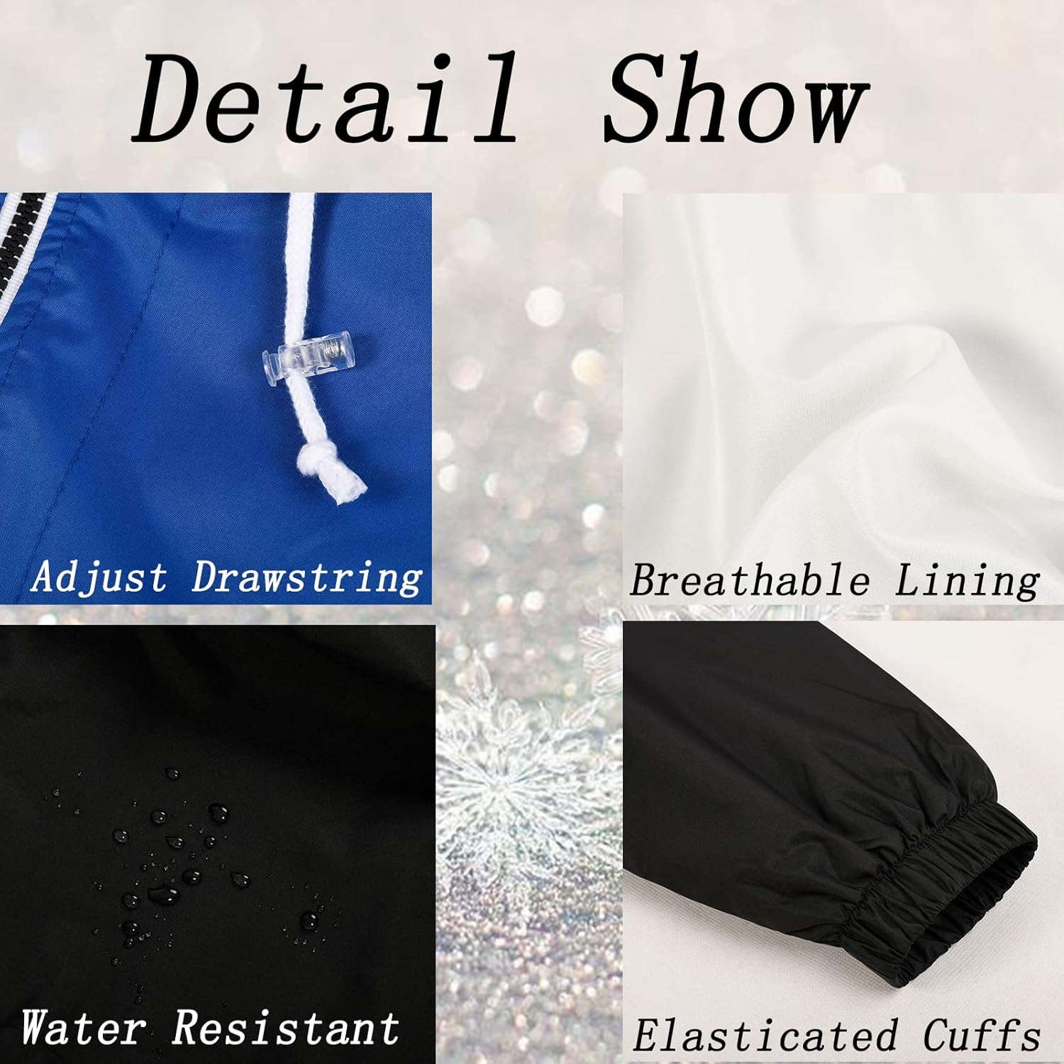 SUNDAY ROSE Men's Lightweight Hooded Jackets Vintage Patchcolor Windbreaker Packable Raincoat for Hiking - Image 5