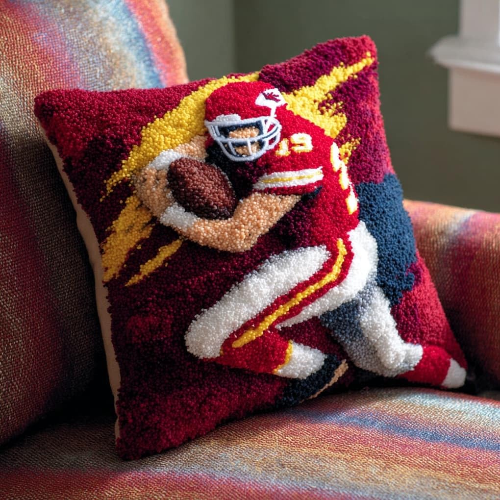 WallustrioaW Latch Hook Pillow Kits Pillow Cover,Baseball Player