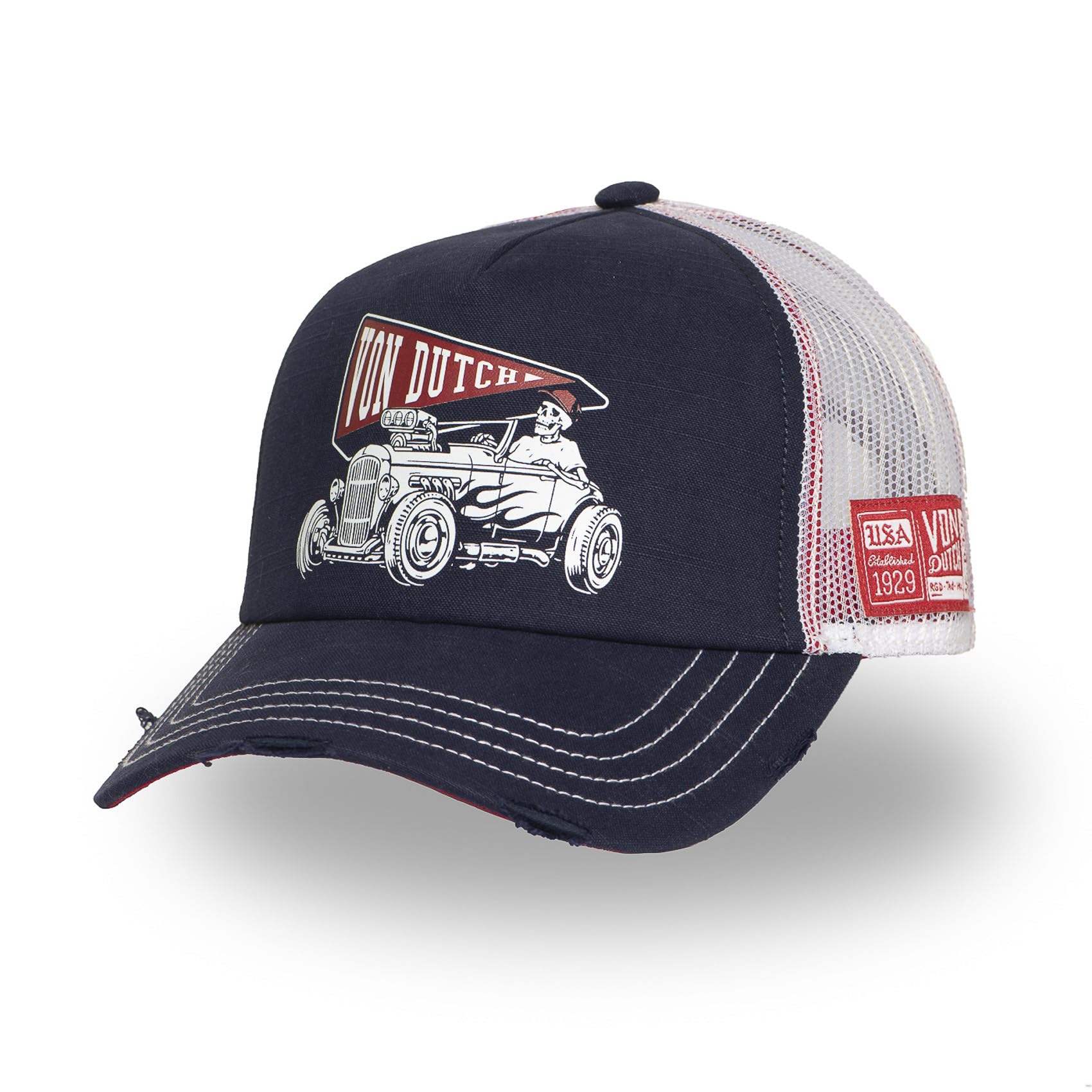 Von Dutch Men's and Women's Crew, Trucker Cap, Adjustable and Authentic, Blue, Size TU