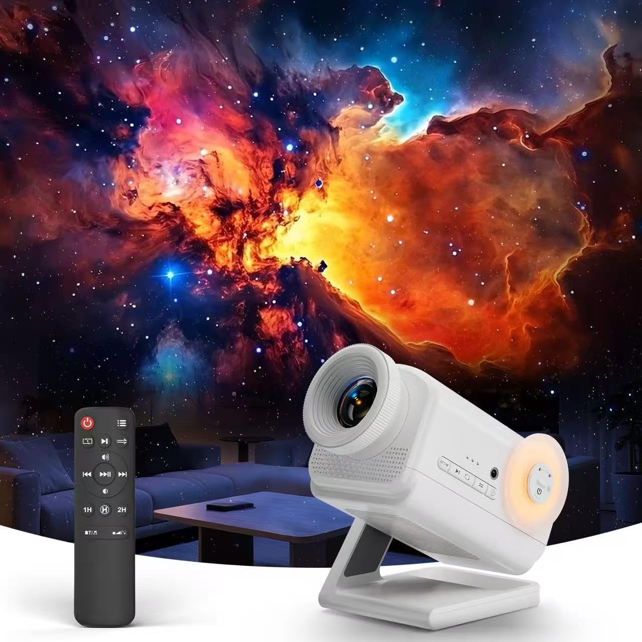 3D Proyector Galaxy, Proyector de Estrellas HD con Altavoz Bluetooth, 60 Temas 3D, Luz Nocturna de Techo para Niños, Decoración para Habitaciones y Regalos (Blanco)