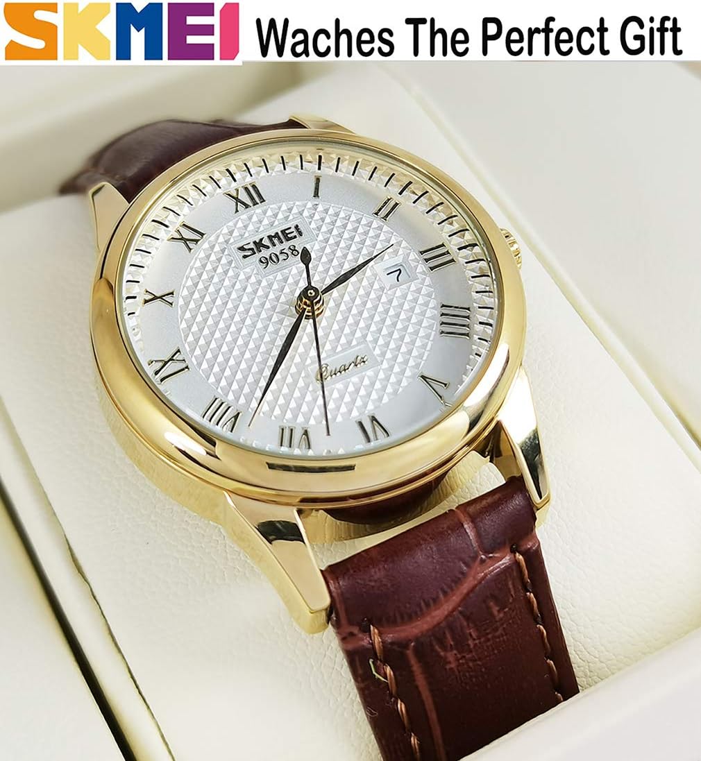 SKMEI Women's Watches for Ladies Female Black Leather Band Waterproof Fashion Casual Simple Dress Quartz Analog Day Date Calendar Business Light Wrist Watch Wife Girls Gifts - Image 4