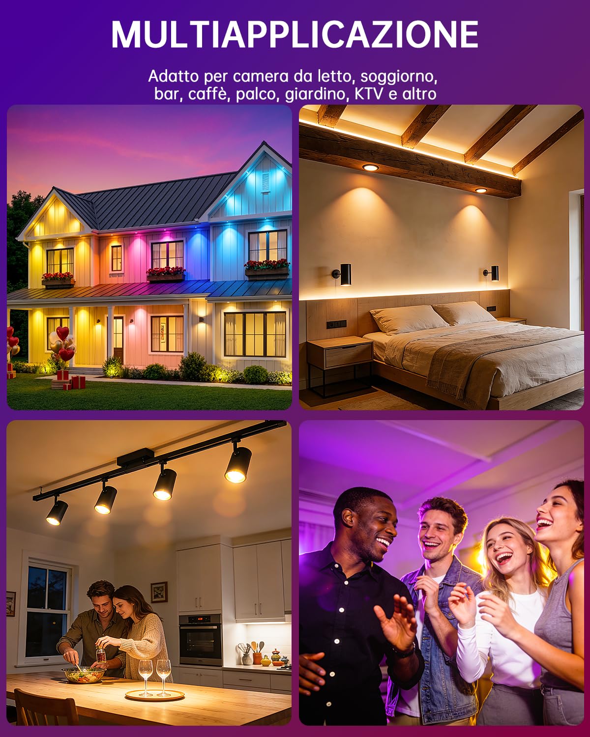 YAYZA! 8 Confezione Lampadina GU10 LED Calda, Dimmerabile 5W RGB 3000K Faretti, Lampadina Cambia Colore con Telecomando，Equivalente a 50W,12 Colori 5 Modalità, per Camere da Letto, Feste Faretto