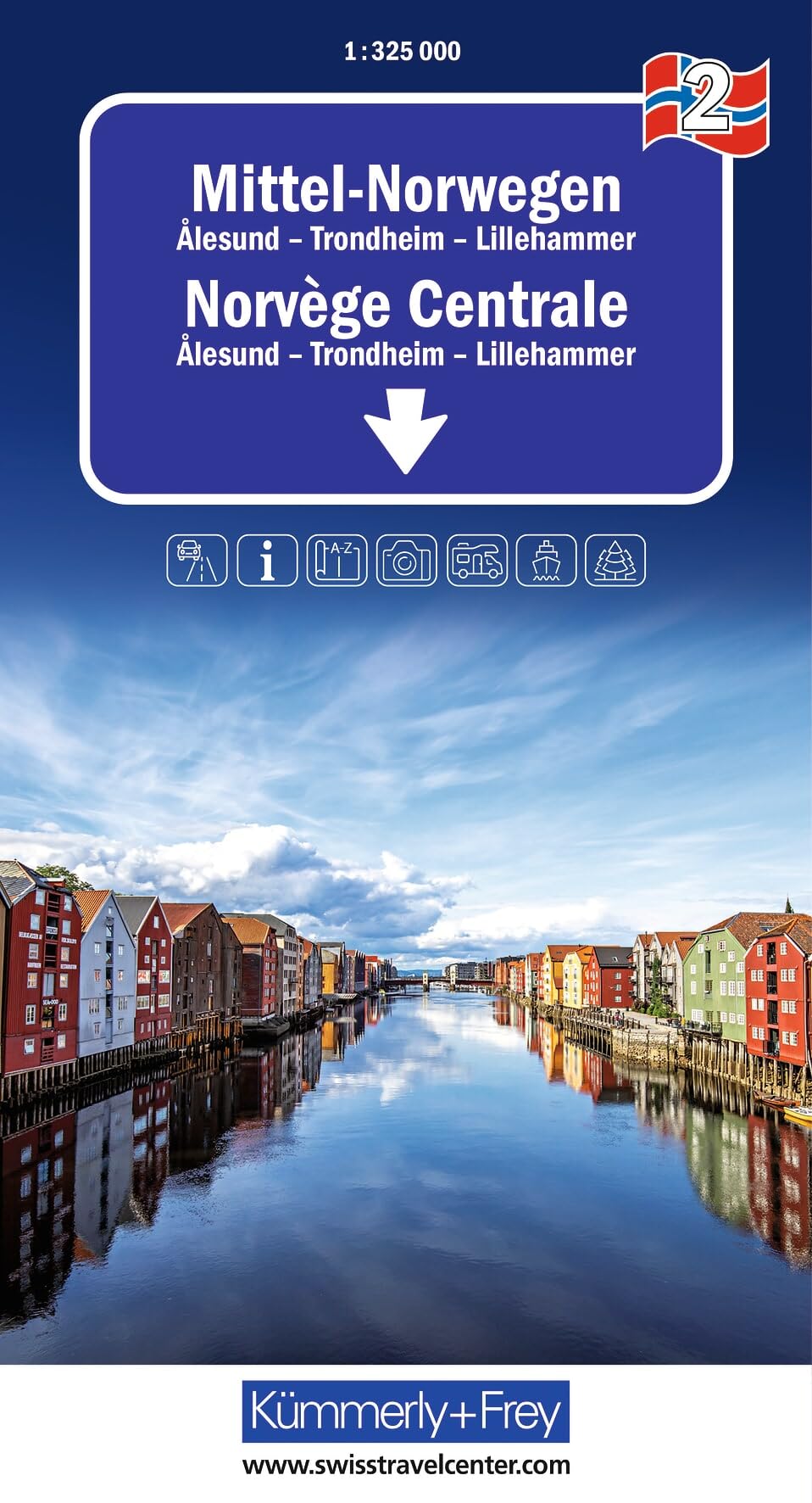 2 Norway Middle Road Map 1:325,000: Trondheim-Lillehammer-Ålesund inkl. Reiseinformationen (Regional maps - Norway)