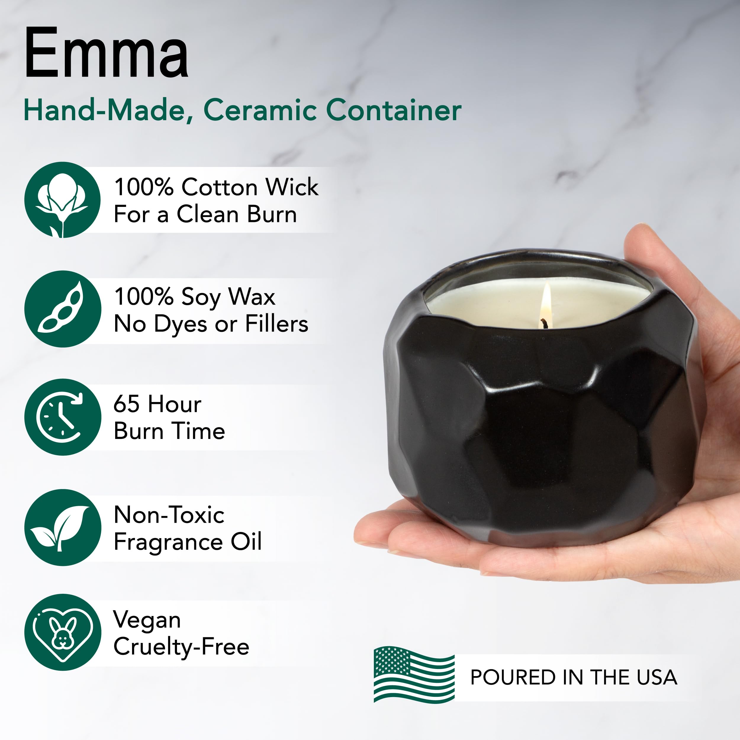 Hyggelight - La candela crescente, candele profumate per aromaterapia, vaso da 13 once, 100% soia, Emma