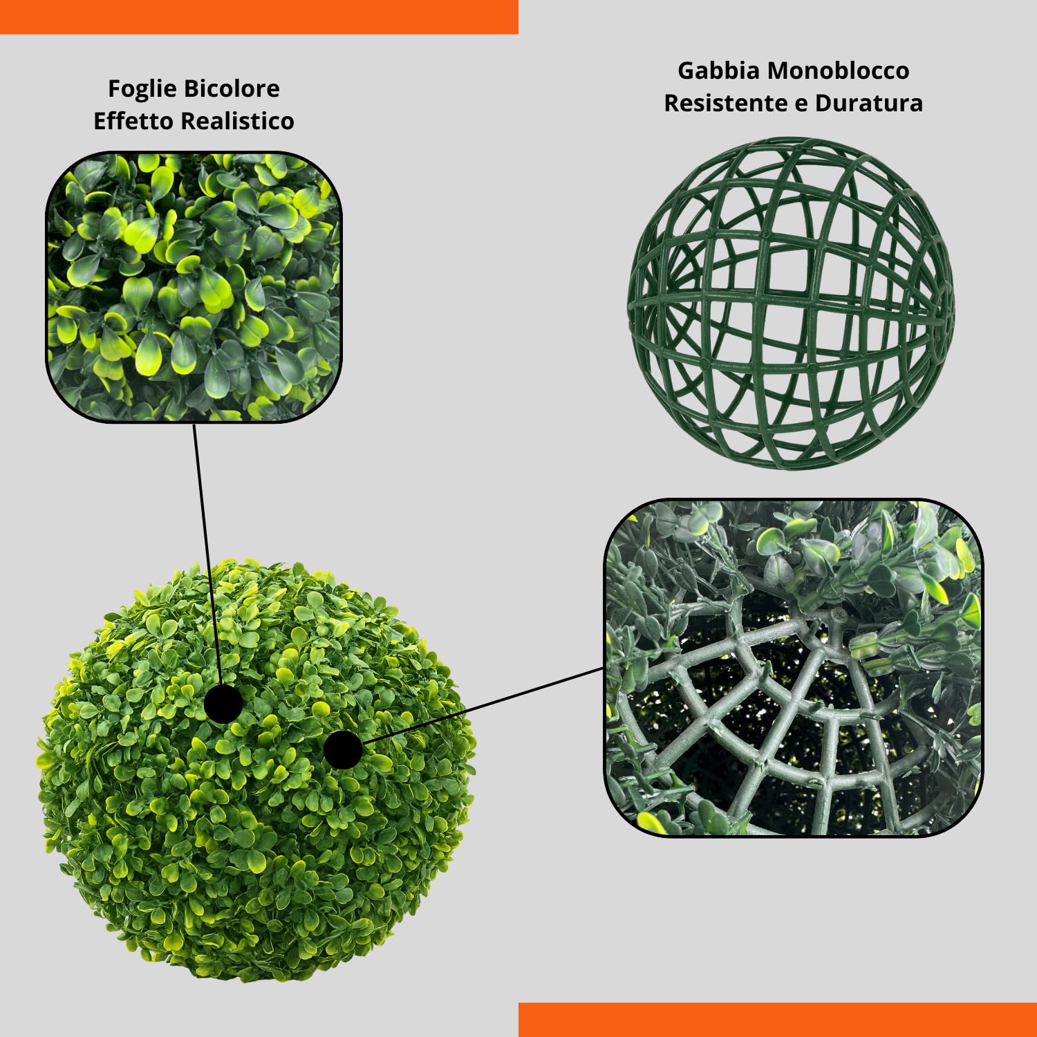 Buxus - Bola de boj sintética para decoración de jardín, color verde (28 cm)