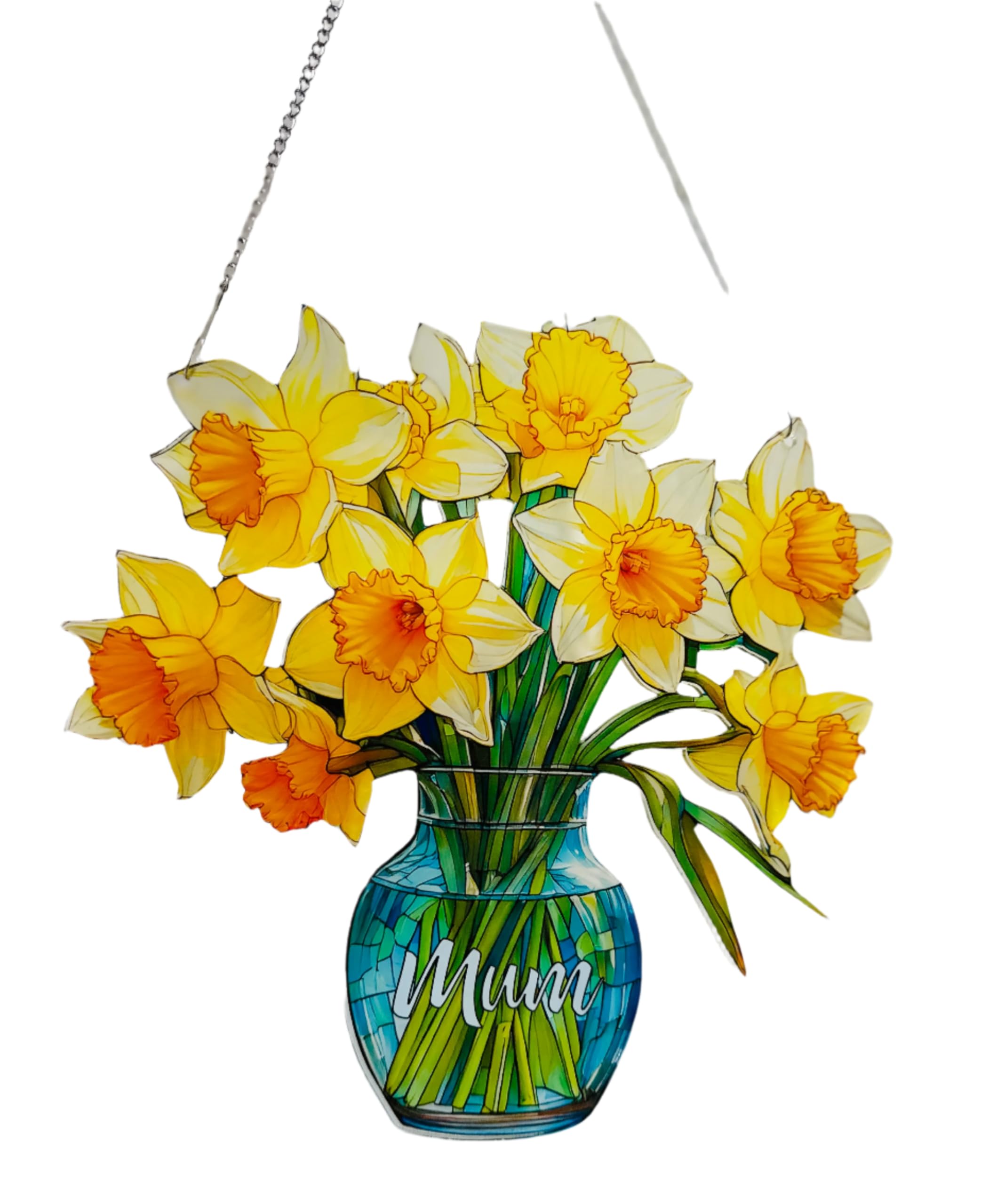 Mum Daffodil Vase Gift – Everlasting Acrylic Flower Hanging Decoration for Mum – Floral Keepsake Home Décor