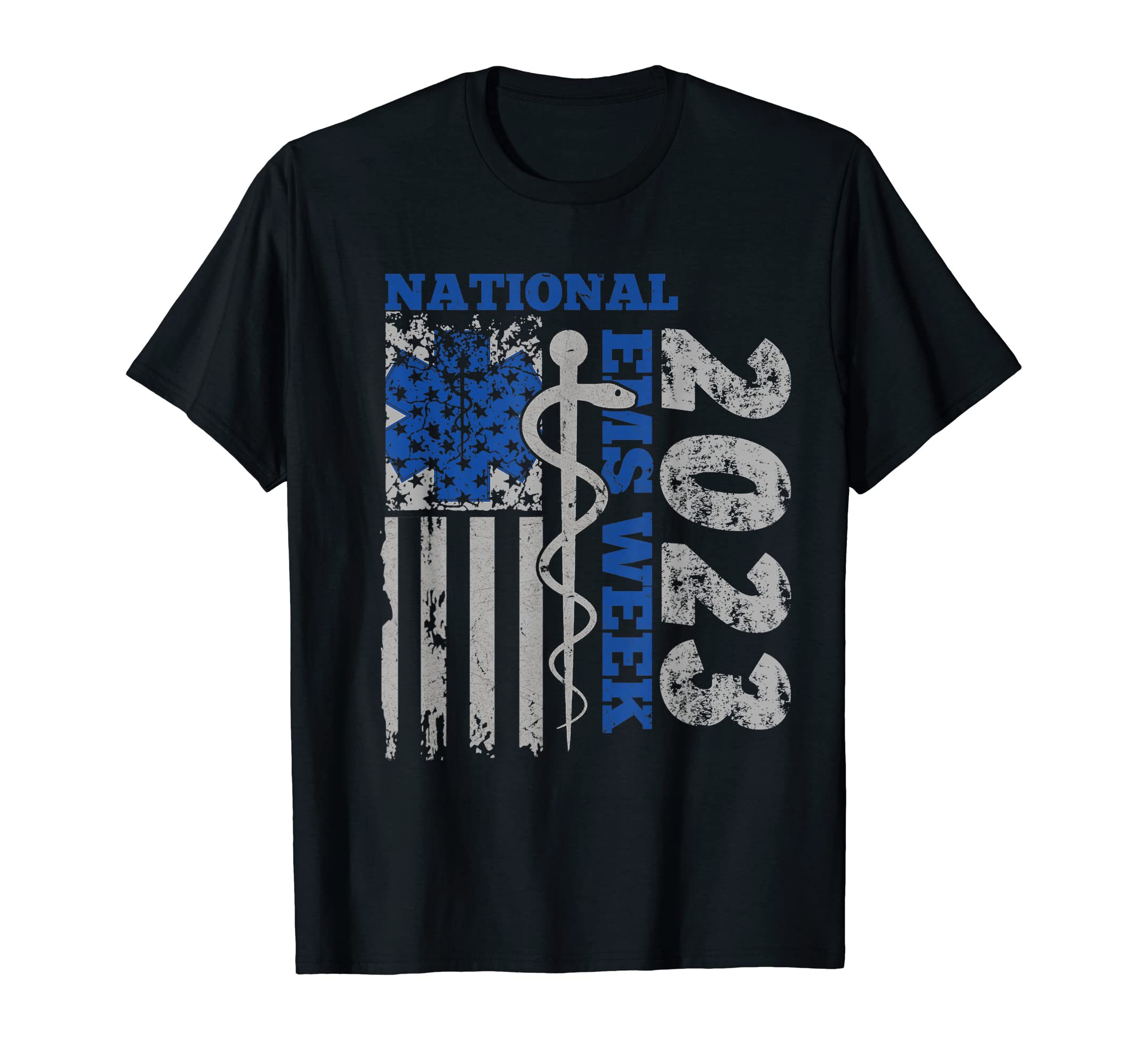 National EMS Week 2023 USA Flag Emergency Medical Services T-Shirt for Women MenOEKO-TEX STANDARD 100