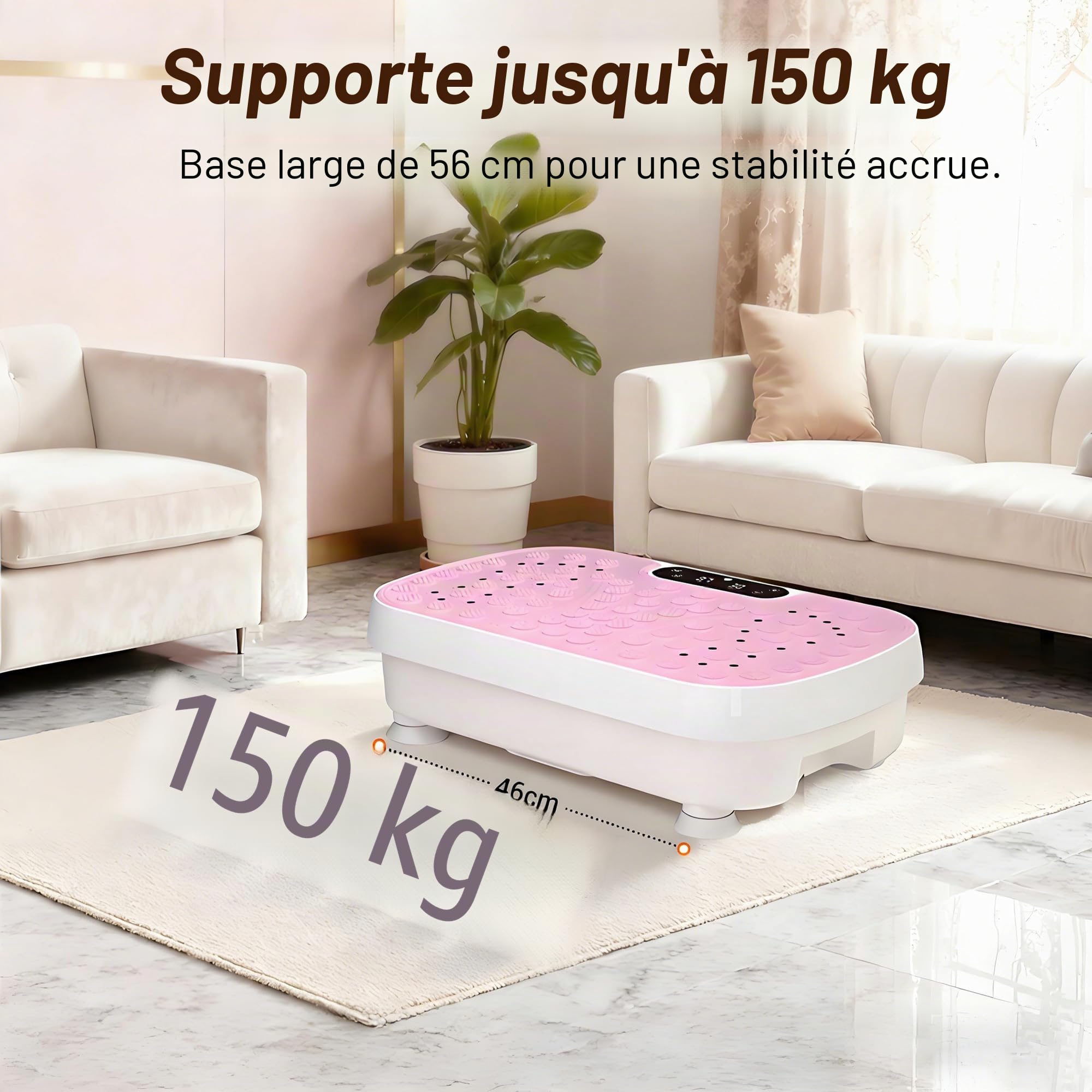 Plateforme vibrante pour perdre du poids à la maison - Appareil de vibration avec 3 modes de fitness - Plaque vibrante silencieuse avec 2 bandes de résistance et indicateur LED - Charge maximale : 150