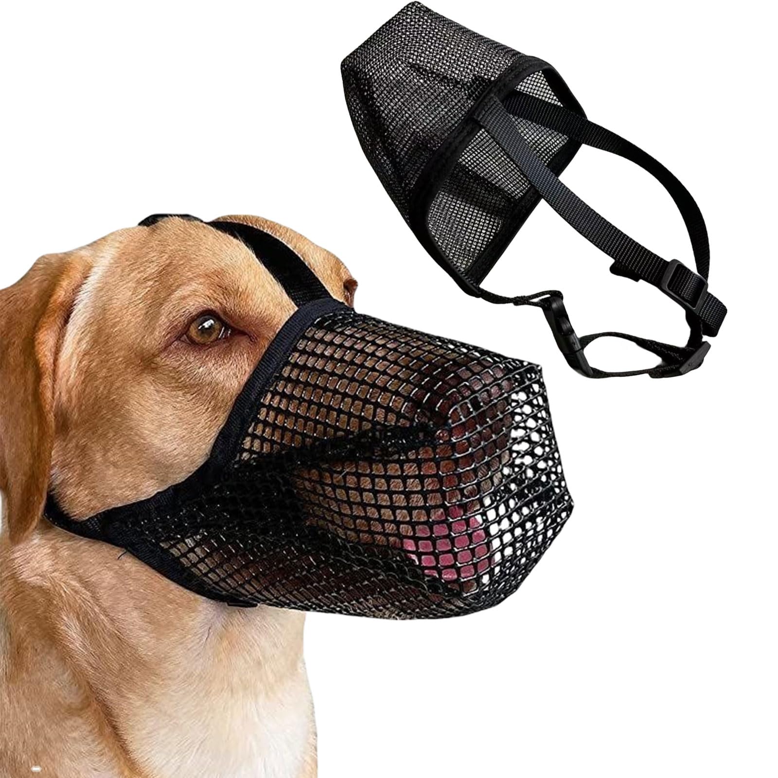 Dog Muzzle, Full-Covered Soft Mesh Muzzle Adjustable Breathable Dog Mask Muzzle Dog Mouth Cover Prevent Eating Biting Barking for Puppy Small Medium Large Dogs (Black, S)