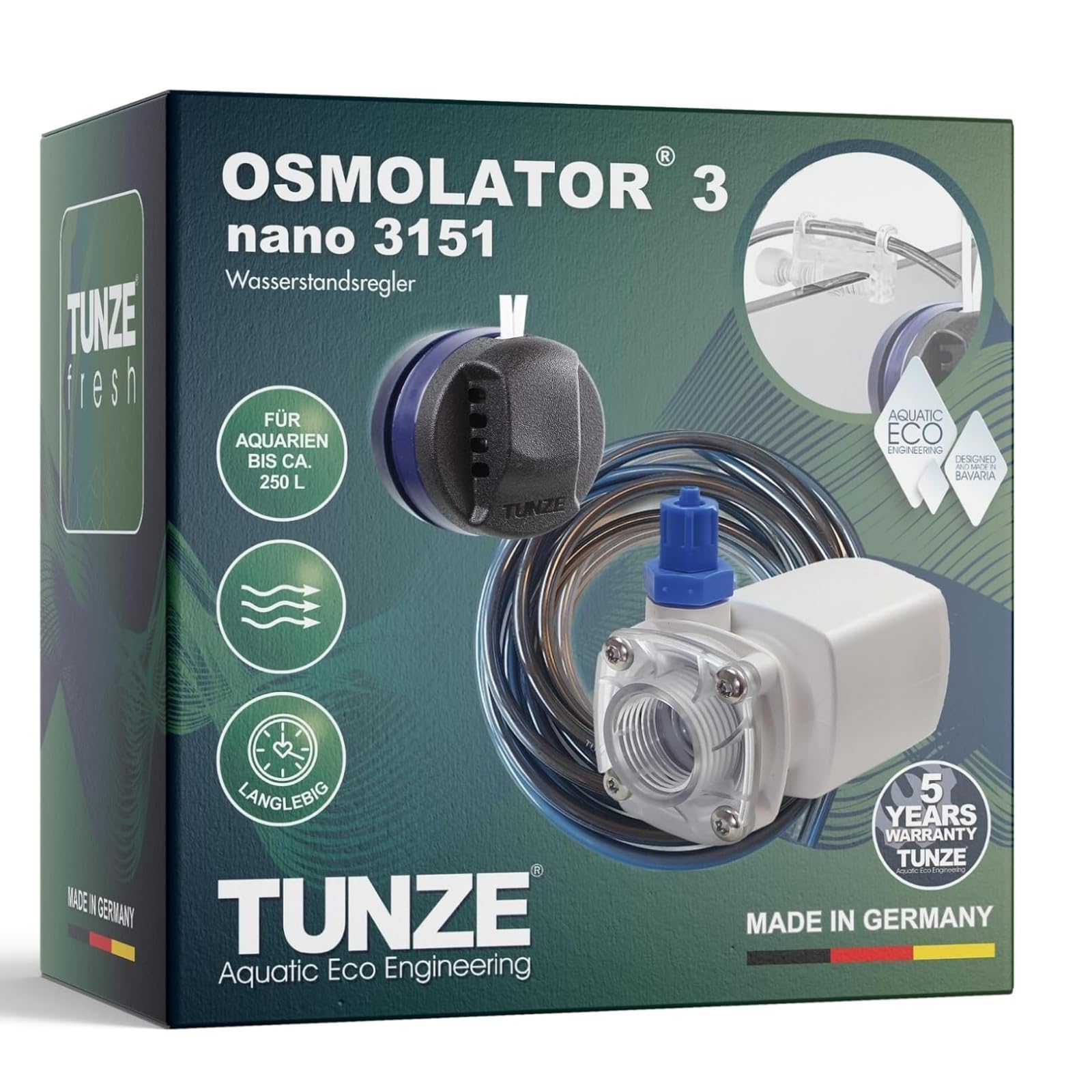 Tunze Osmolator 3 Nano I Wasserstandsregler für Nano- & Kleine Aquarien (BIS zu 250l) I Wasserpegelregler mit Zeitüberwachung für Süßwasseraquarien I Water Level Sensor mit Magnethalterung
