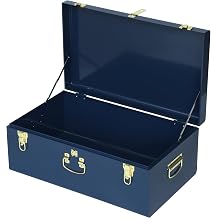 Vixdonos Large Metal Trunk Decorative Storage Box College Dorm Chest with Handle