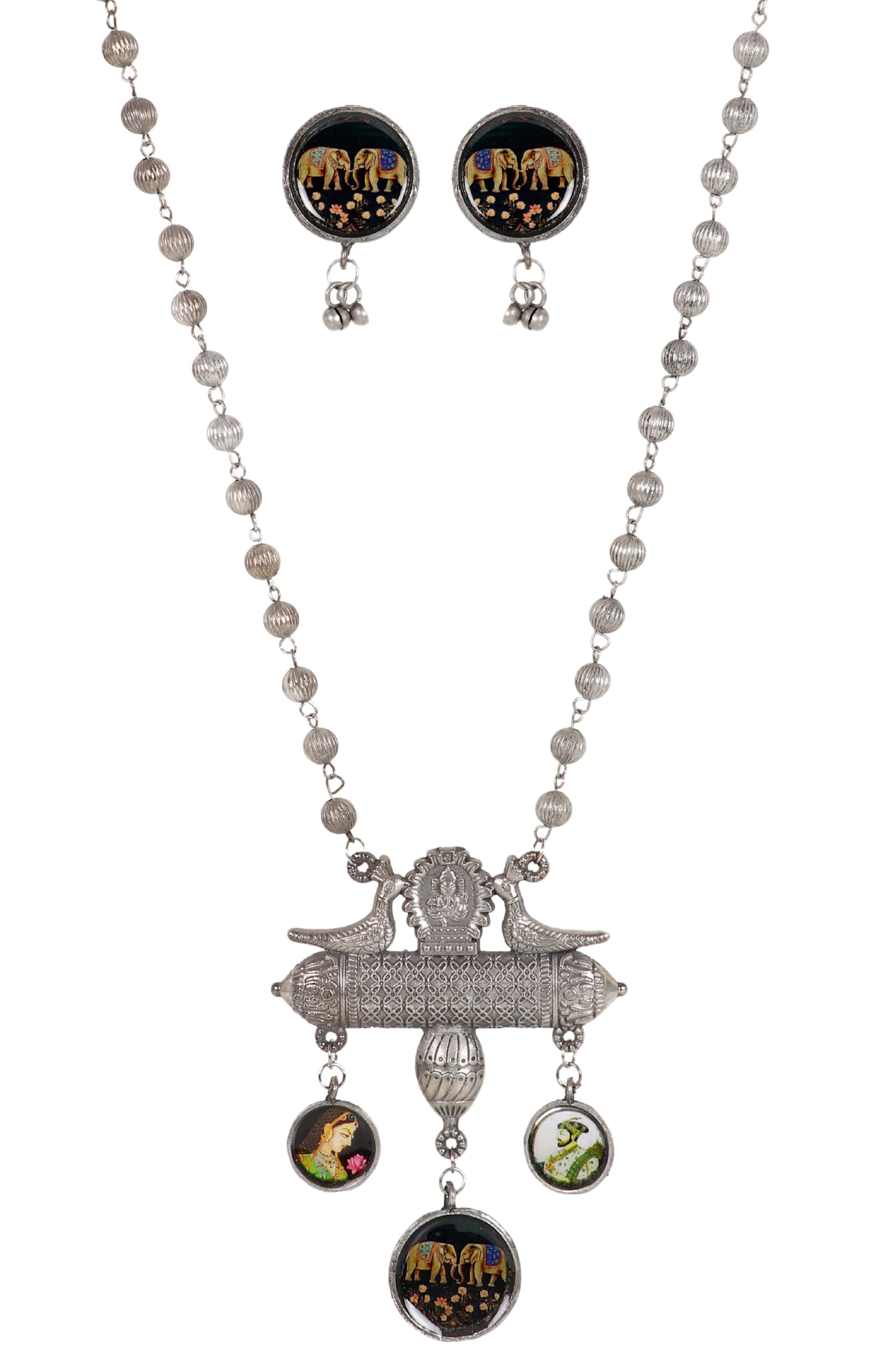 Fashion Ethnic Afghani Traditional Oxidised Silver Handmade Long Chain Necklace Earrings Jewellery Women (Silver) (B0D6BBG7Q7) Amazon Price History, Amazon Price Tracker