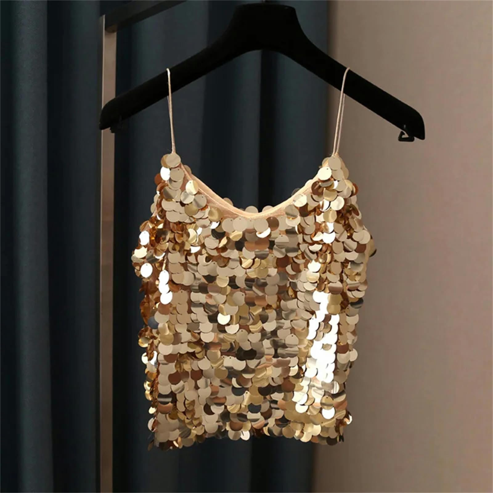 débardeur Femme Femmes À Paillettes À Paillettes V Strap Camis Camis Sequines Sefformes Camise Camisole Gest