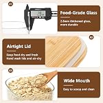 KEYWING 115oz Contenants de stockage de produits alimentaires en verre avec du bambou, 2 Pack Grand carré en verre hermétique pour la farine, le sucre, les céréales, le riz, les pâtes & Haricots de café