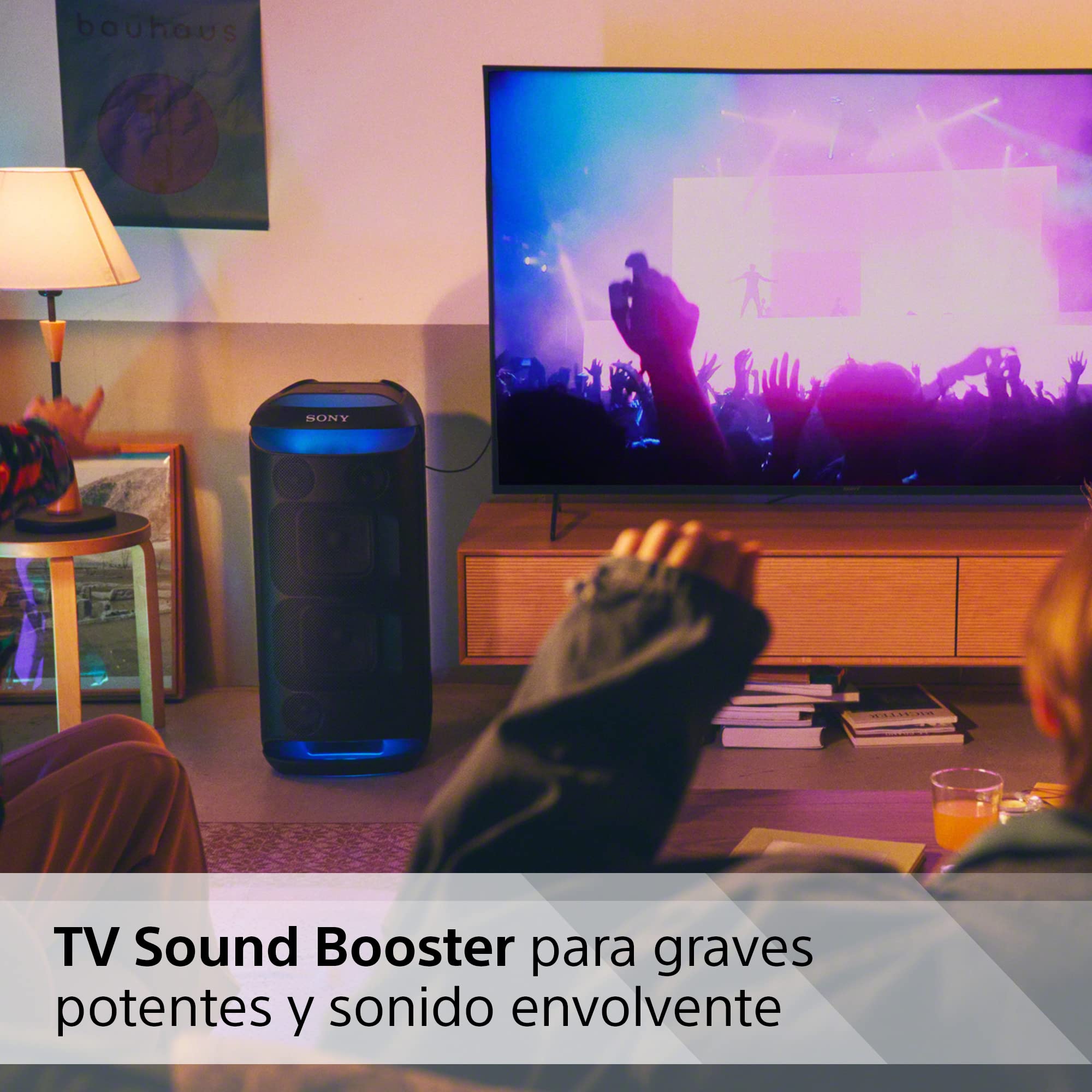 Sony SRS-XV800 Altavoz Inalámbrico para Fiestas con Sonido Potente 360° y Mega Bass, 25 Horas Batería, Portátil, para Interiores y Exteriores, Iluminación, Karaoke