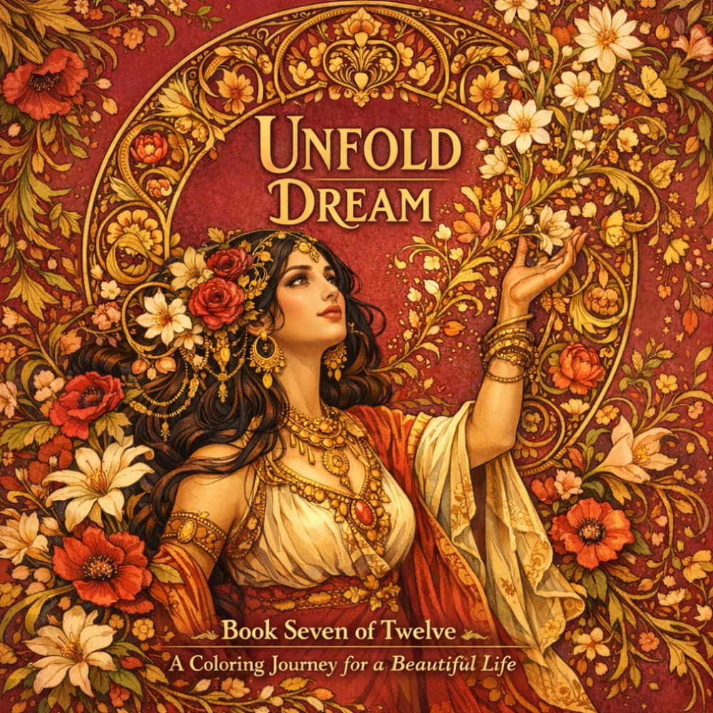 Unfold: Dream: An Art Nouveau Coloring Book for Adults with Visualization Exercises and the Science of Dreaming Big — 40 Illustrations and 10 Activity Pages