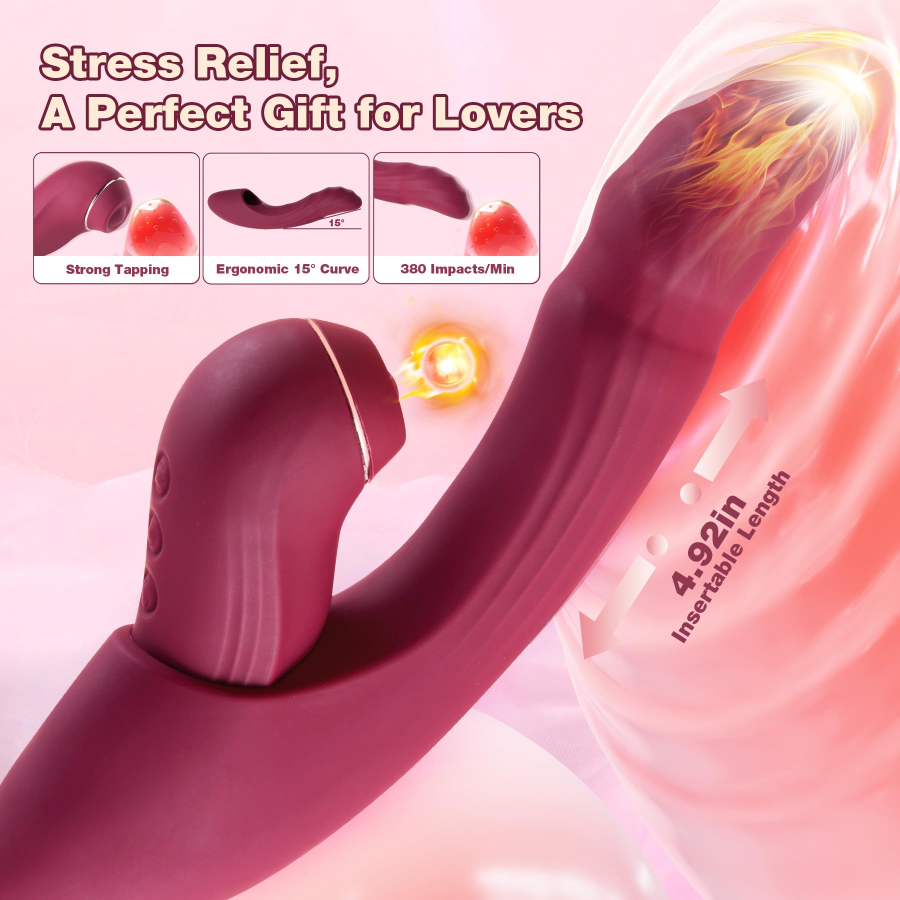 Vibrator Sex Toys Adult Dildo - QUZAR 6 in 1 Detachable Set Heating APP Vibe with 7 Tapping 7 Thrusting 10 Vibration, Female True Clit Nipple G Spot Anal Stimulator for Women Men Couples Game