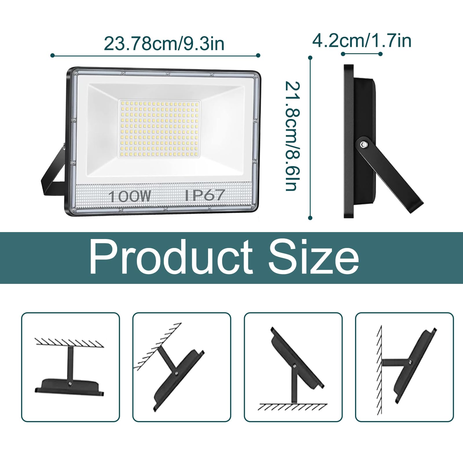 Focos LED Exterior 2PCS 100W 10000 Lúmenes Potente Proyector Exterior