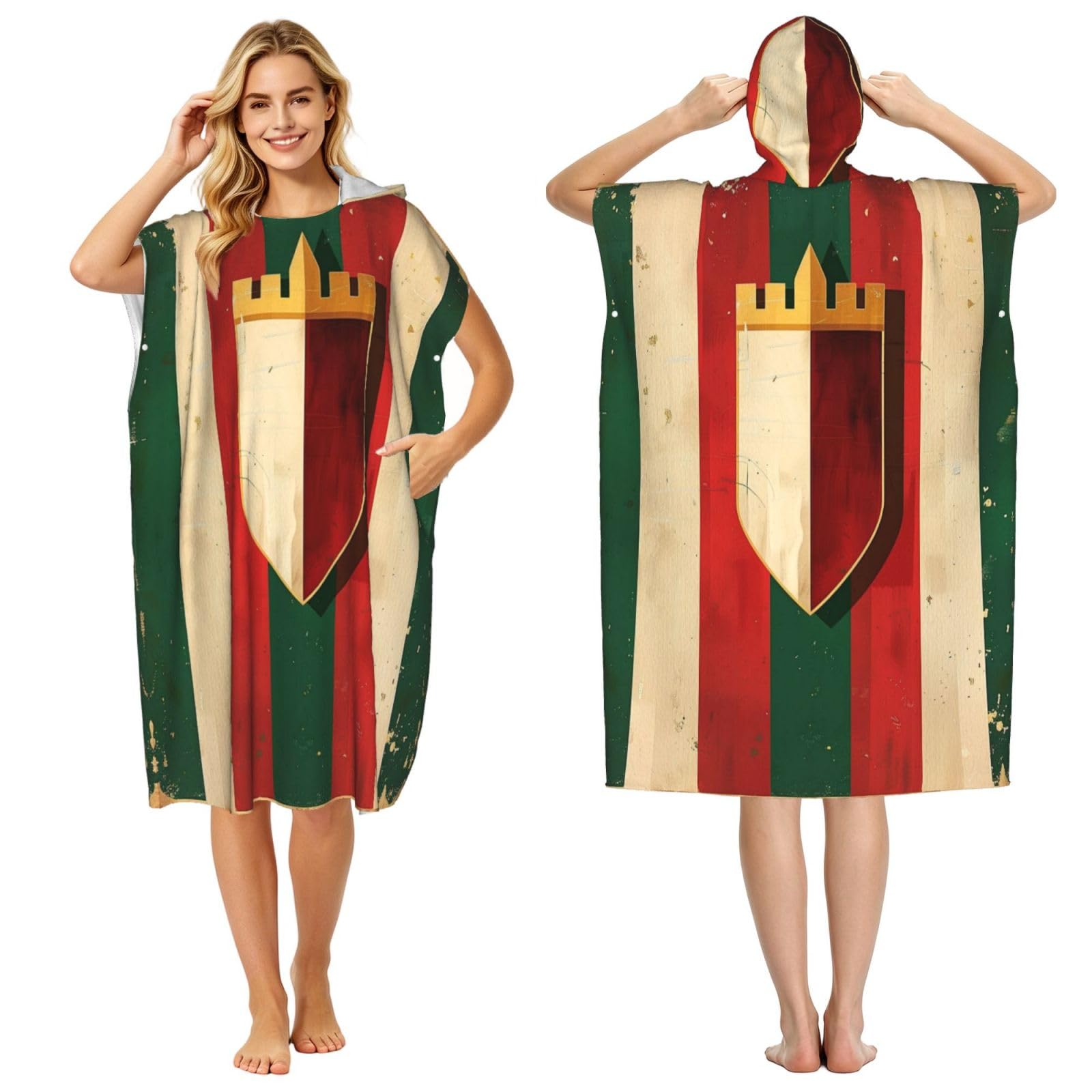 DTHKJNLSF Burgenland State Flag Adult Hooded Beach Poncho Towel