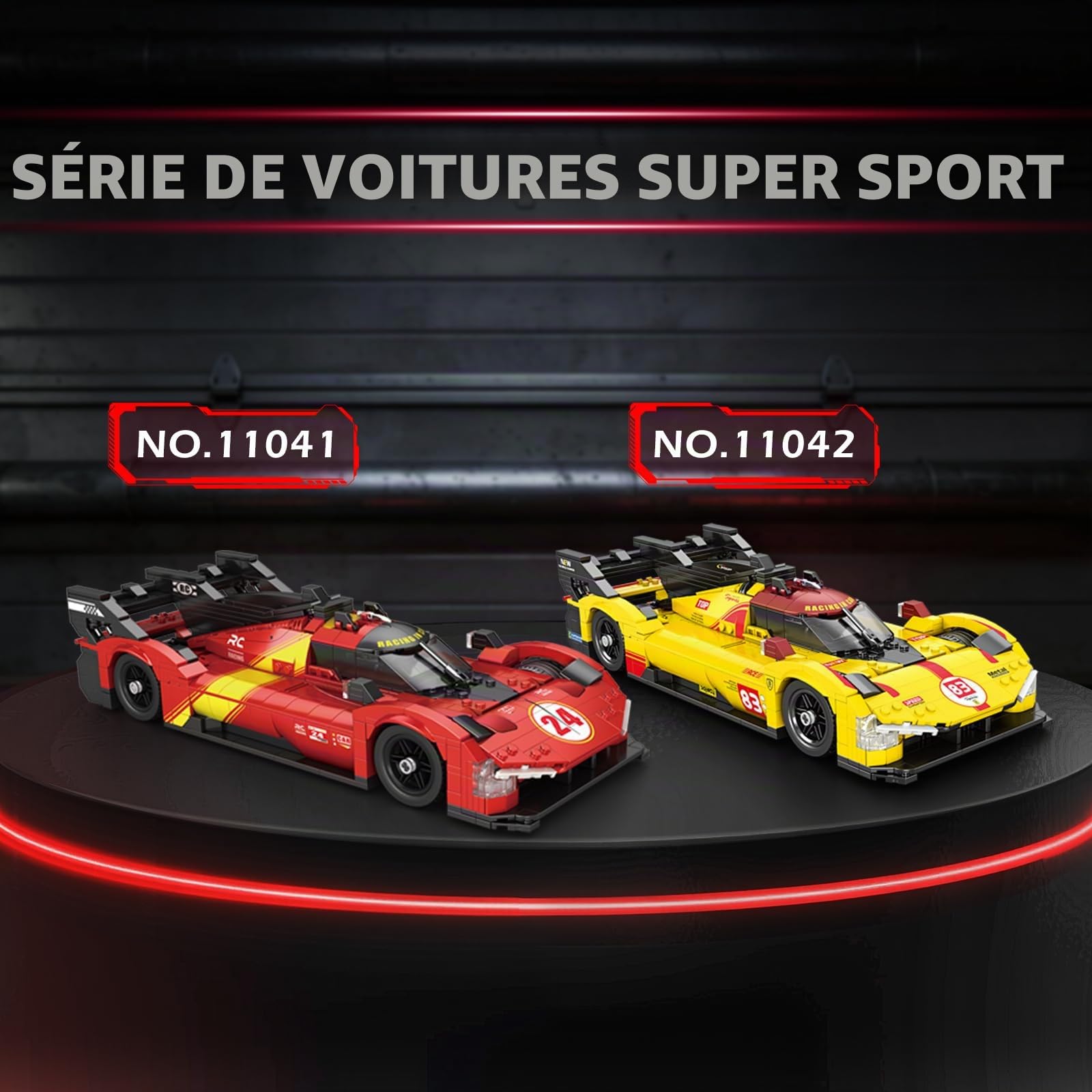 Reobrix Ensemble de Construction Supercar (1370 pièce),Modèle réduit de Voiture de Course Le Mans à l'échelle 1:16,Jeu de Construction pour Adultes, pour Les passionnés de Sport Automobile