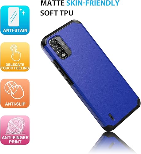 Miniatura 5 de TJS Funda compatible con Nokia C210, con protector de pantalla de vidrio templado de doble capa, soporte magnético híbrido a prueba de golpes, funda