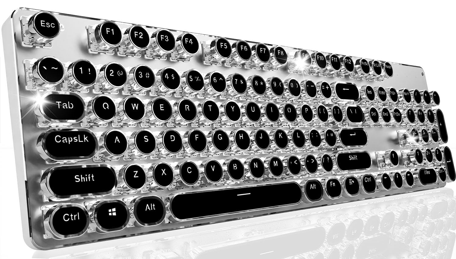 EWEADN TK950 Typewriter Keyboard Wireless Mechanical Keyboard 104 Keys Aesthetic Typewriter Keyboards with White Backlit Anti-Ghosting Blue Switch