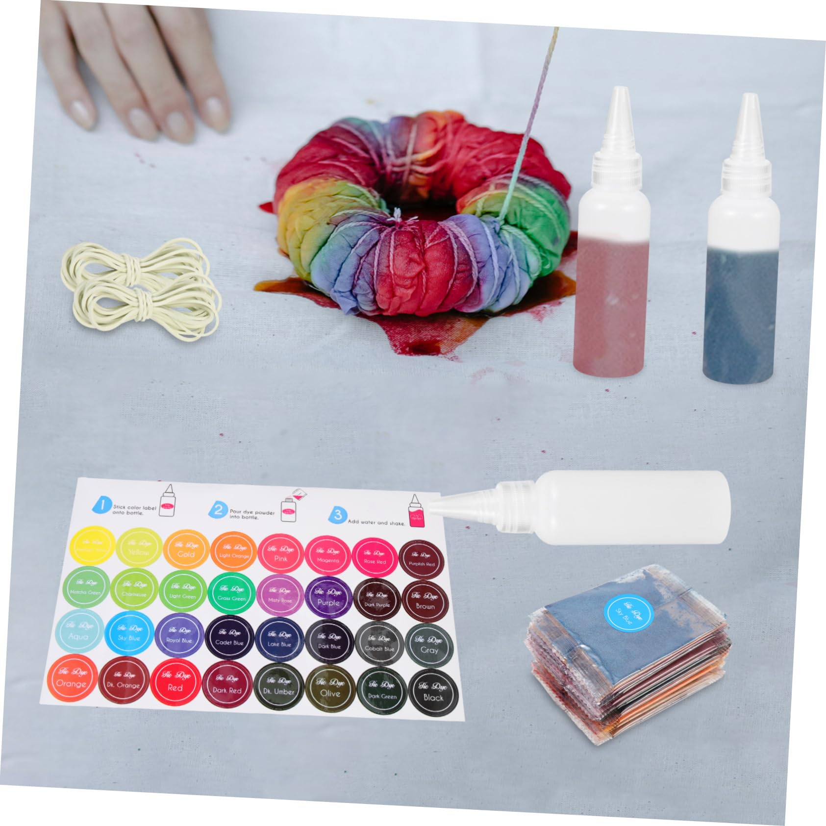 STOBOK Kit per Tintura Tie-dye in Polvere 24 Colori, Set per Tintura Tessuti Coloranti per Scarpe, Abbigliamento e Sciarpe, per Ragazzo Ragazza e Adulti