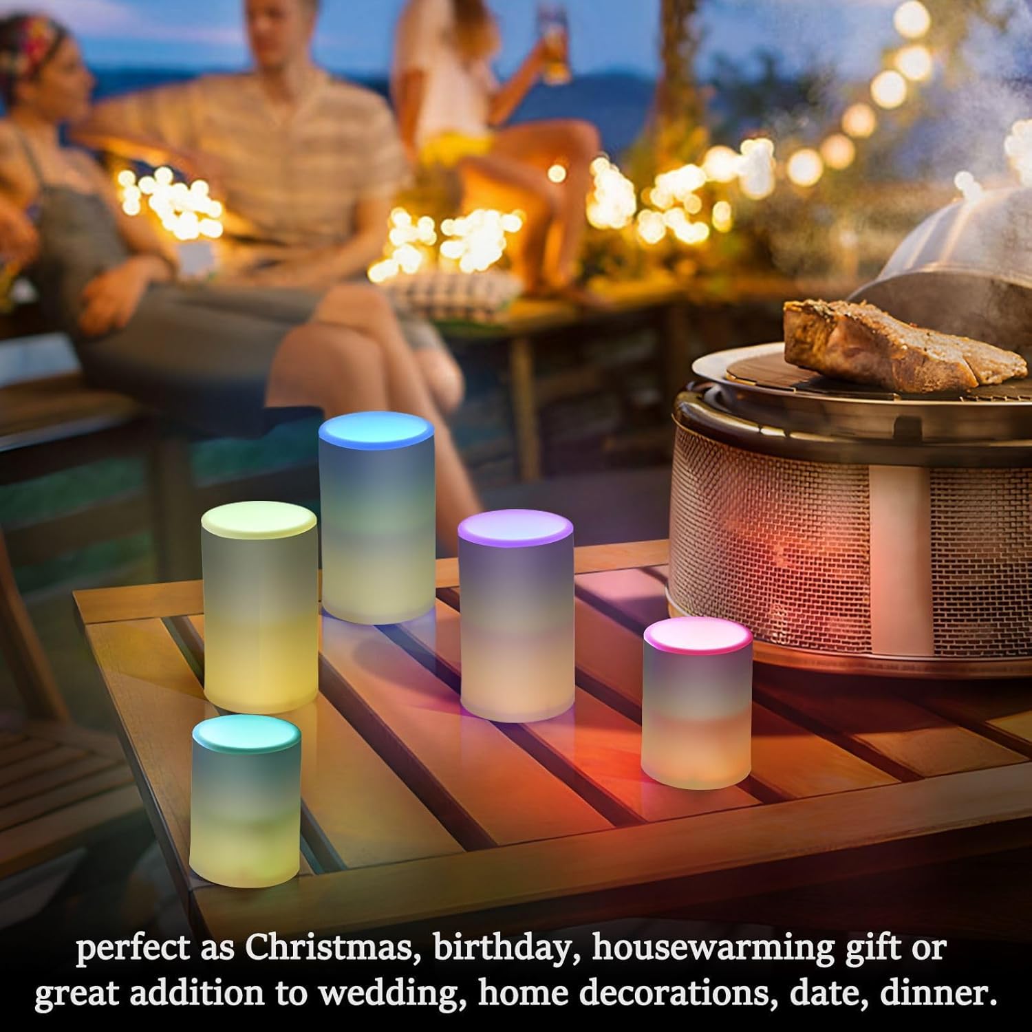 DOMIKING Yellow Black Gradient Flameless Candles with Remote Control Electric Led Candles with Timer Battery Operated Flickering Tea Light Candles for Wedding Decoration Votive Home 2 PCS