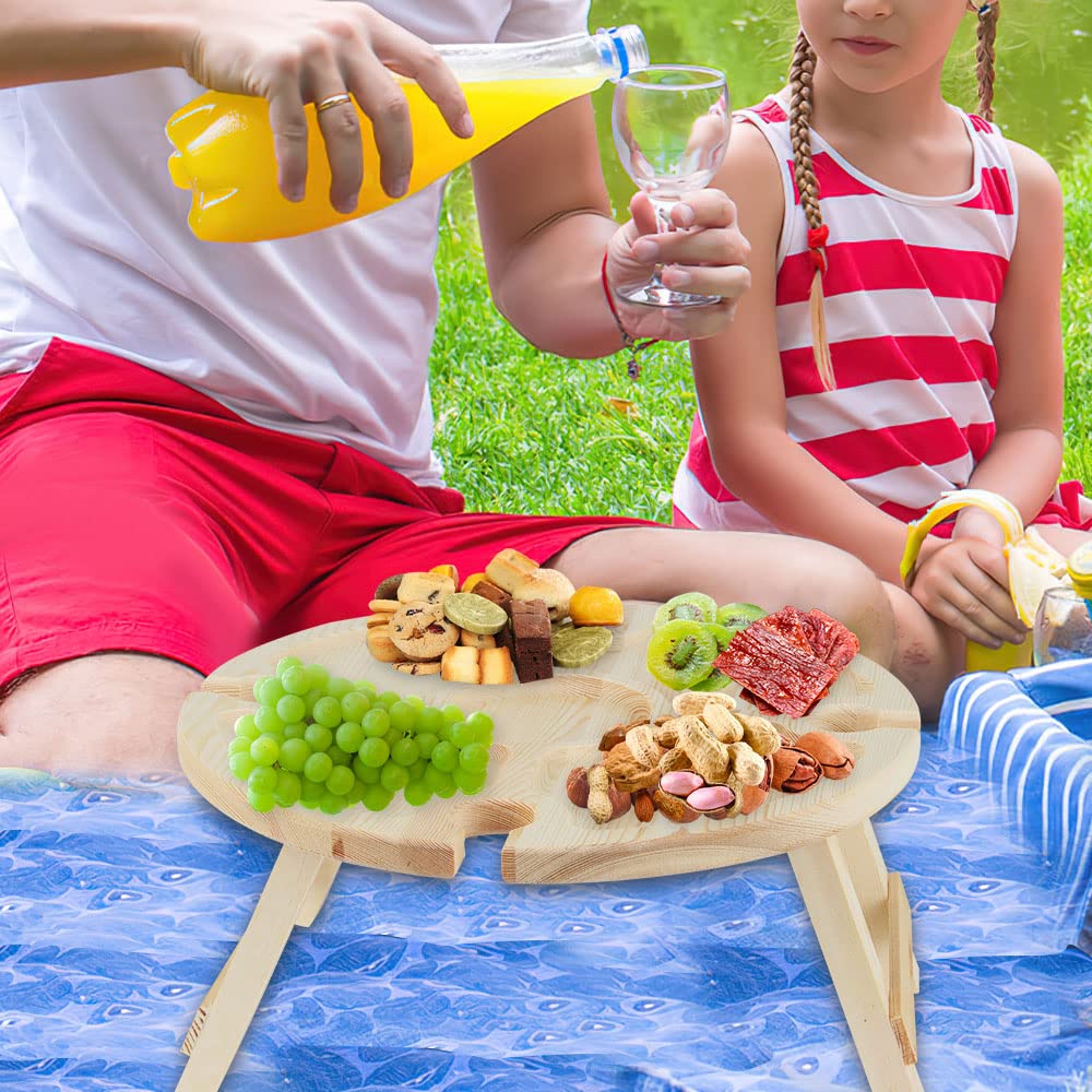 Vassoio Aperitivo, Portable Tavolo da Vino da Esterno, Mini Wooden Foldable Picnic Table, Tavolino Pieghevole da Vino, per la Fotografia