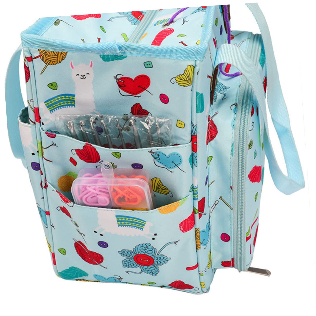 DOITOOL Stricktasche Aus Oxford Für Diy-wolle Aufbewahrungstasche Mit Reißverschluss Haushaltstasche Zum Organisieren Von Häkel Und Strickutensilien