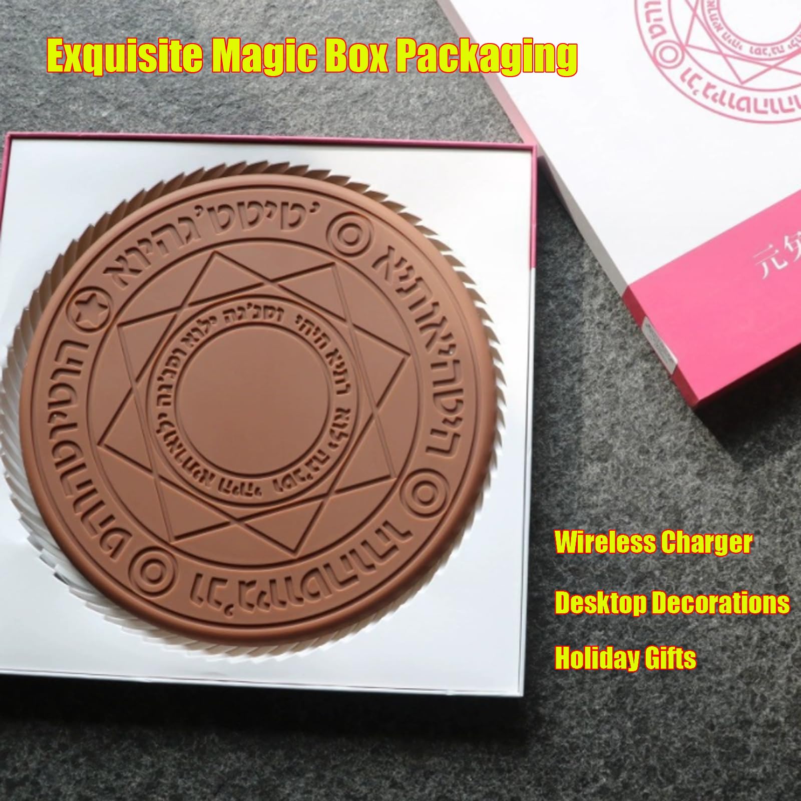 Magic Girl Sense Sound and Light Caricatore Senza Fili per Telefoni Cellulari Con Certificazione Qi, Riconoscimento Intelligente Degli Oggetti, Ricarica Rapida Da 10 W,Brown