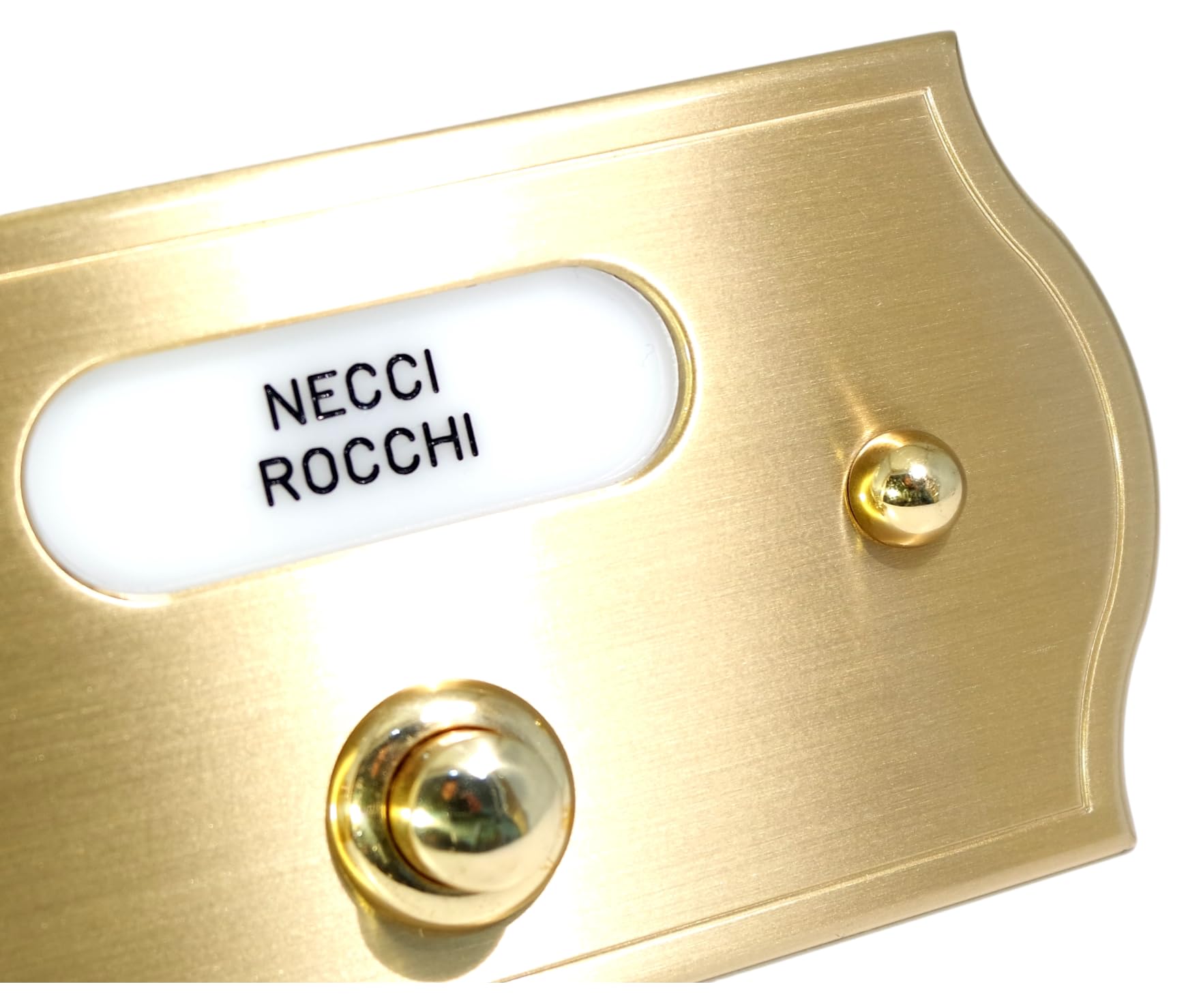 Neroni Mameli Campanello in Ottone Satinato per Esterno abitazione - Porta Ingresso Casa, con Pulsante Elettrico - Modello Aurelio - Made in Italy