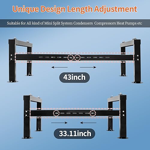 Miniatura 4 de WeCooper Soporte de Suelo para Mini Split de 9000-60000BTU, Soporte de Condensador Resistente, Soporte de Aire Acondicionado Mini Split para Sistema