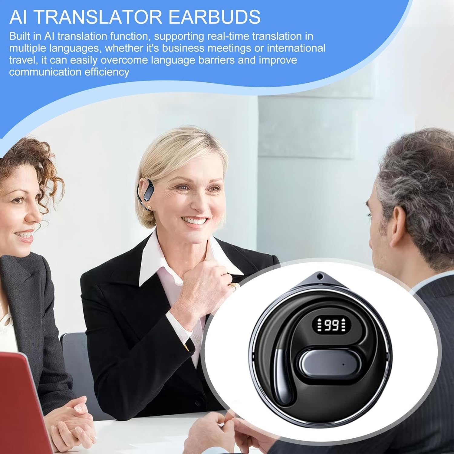 Language Translator Earphone, AI Language Earbuds, Wireless Translation Earbuds, Real-Time Translation Earbuds, HD Sound Earbuds, Real-Time Translator, Travel Translation Earbuds, Business Transl
