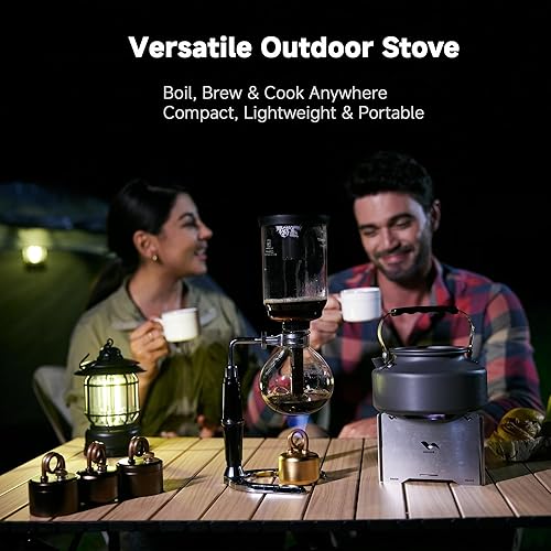 Miniatura 2 de UJU Juego de estufa portátil de alcohol para acampar con parabrisas, bolsa de almacenamiento, 2 botellas de líquido, soporte estable, resistente al