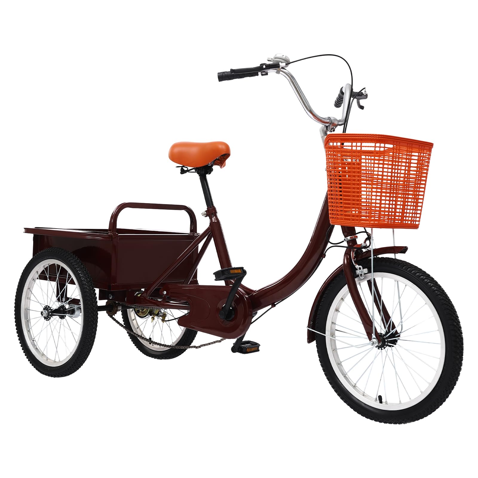 17 Zoll Dreirad für Erwachsene, 3 Räder Fahrrad, Dreirad-Fahrrad, Cruise Bikes mit Einkaufskorb, Seniorenfahrrad für Reisen, Einkaufen, Hochkohlenstoffstahl und Aluminiumlegierung (Rot)