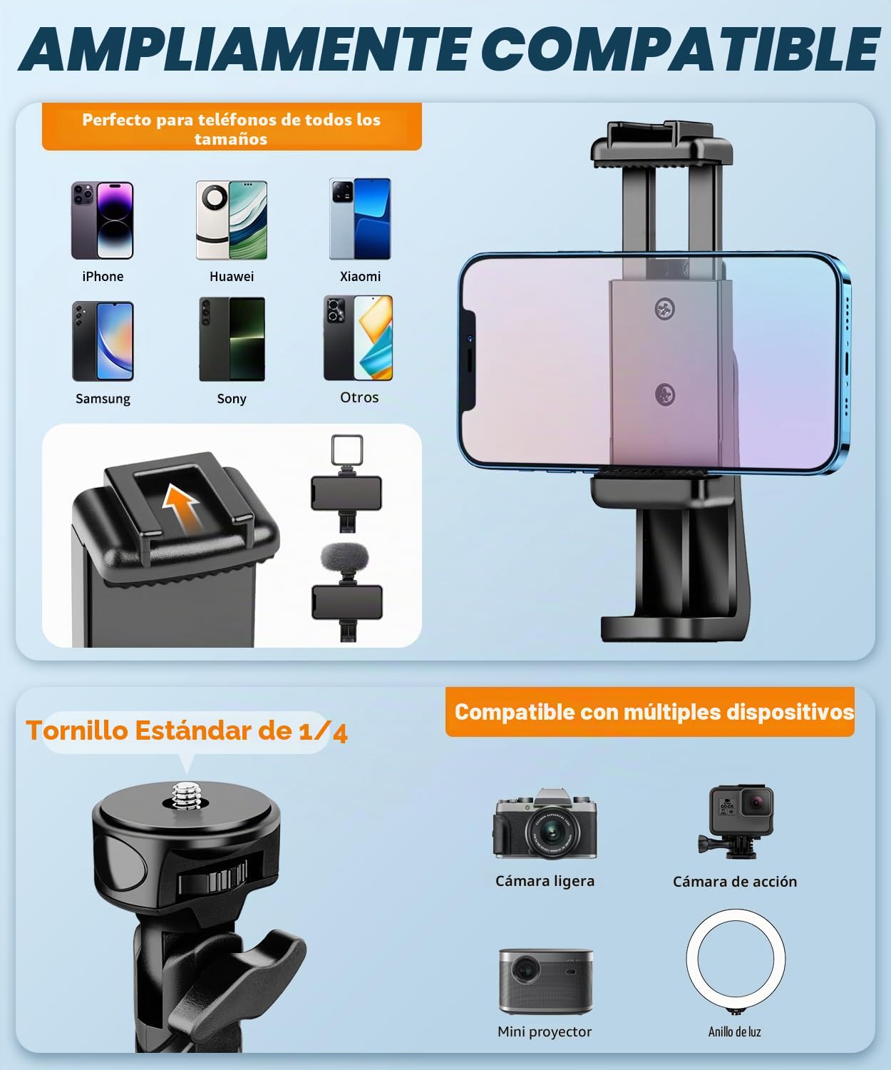Nineigh Tripode para Movil 190cm, Extensible Trípode Móvil con Control Remoto y Soporte de Teléfono, Ligero Aluminio Tripode para iPhone Samsung Huawei, Ideal para Grabación de Vídeo, Vlog, Youtube