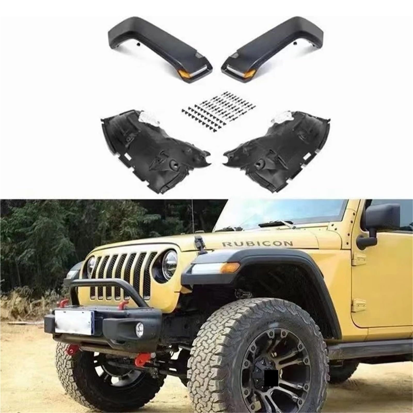 Ceja Neumático Para Jeep Para Wrangler JK 2007-2017 J374 ABS Guardabarros Delantero Diseño JL A Guardabarros De Rueda JK Con Luz 2/4 Puertas Arco Rueda Guardabarros
