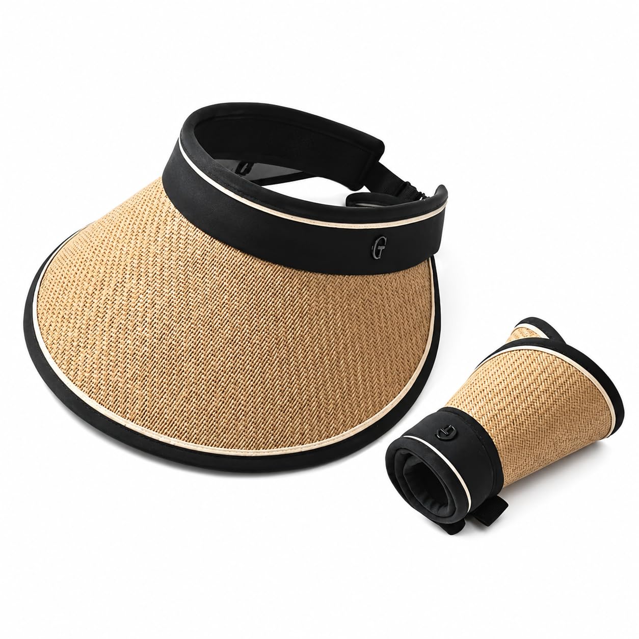 Foldable Straw Sun Visor Hat for Women, Wide Brim UV Protection Roll-Up Beach Hat, Adjustable Elastic Band, Lightweight Packable Summer Cap for Travel, Golf, Beach & Outdoor-picture-16